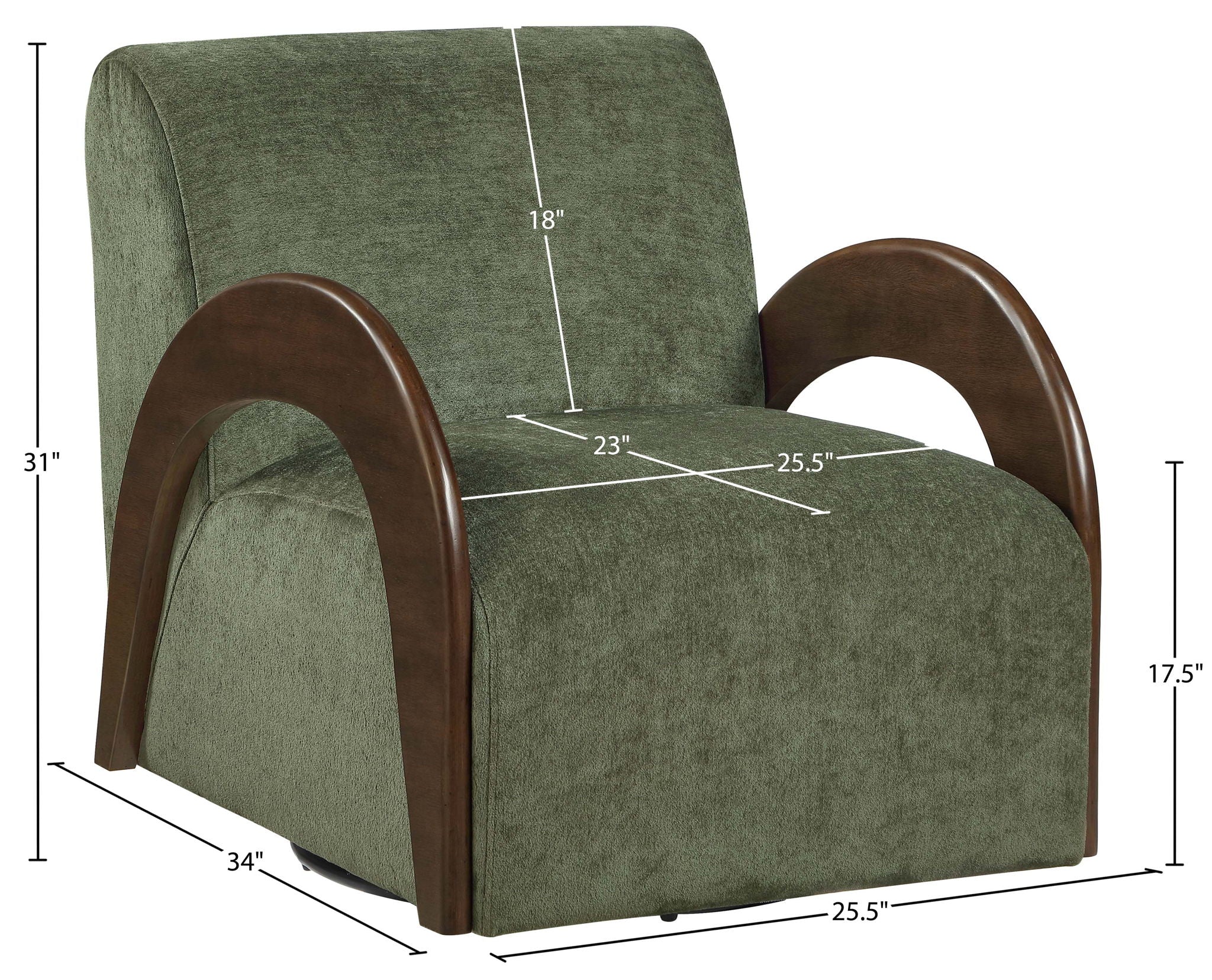 Neria - Chenille Fabric Upholstered Swivel Accent Chair - Painted Brown Base
