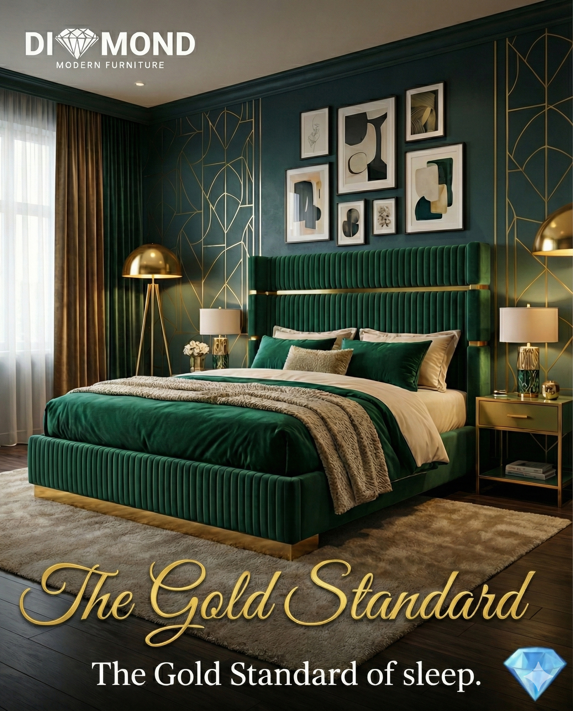 The Belgium Green Premium Bed Frame
