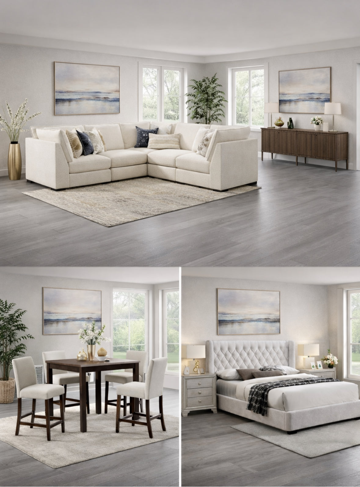 Donelson Creek 3ROOMPACKAGE DEAL Sectional sofa, 5pcs dining and bedframe