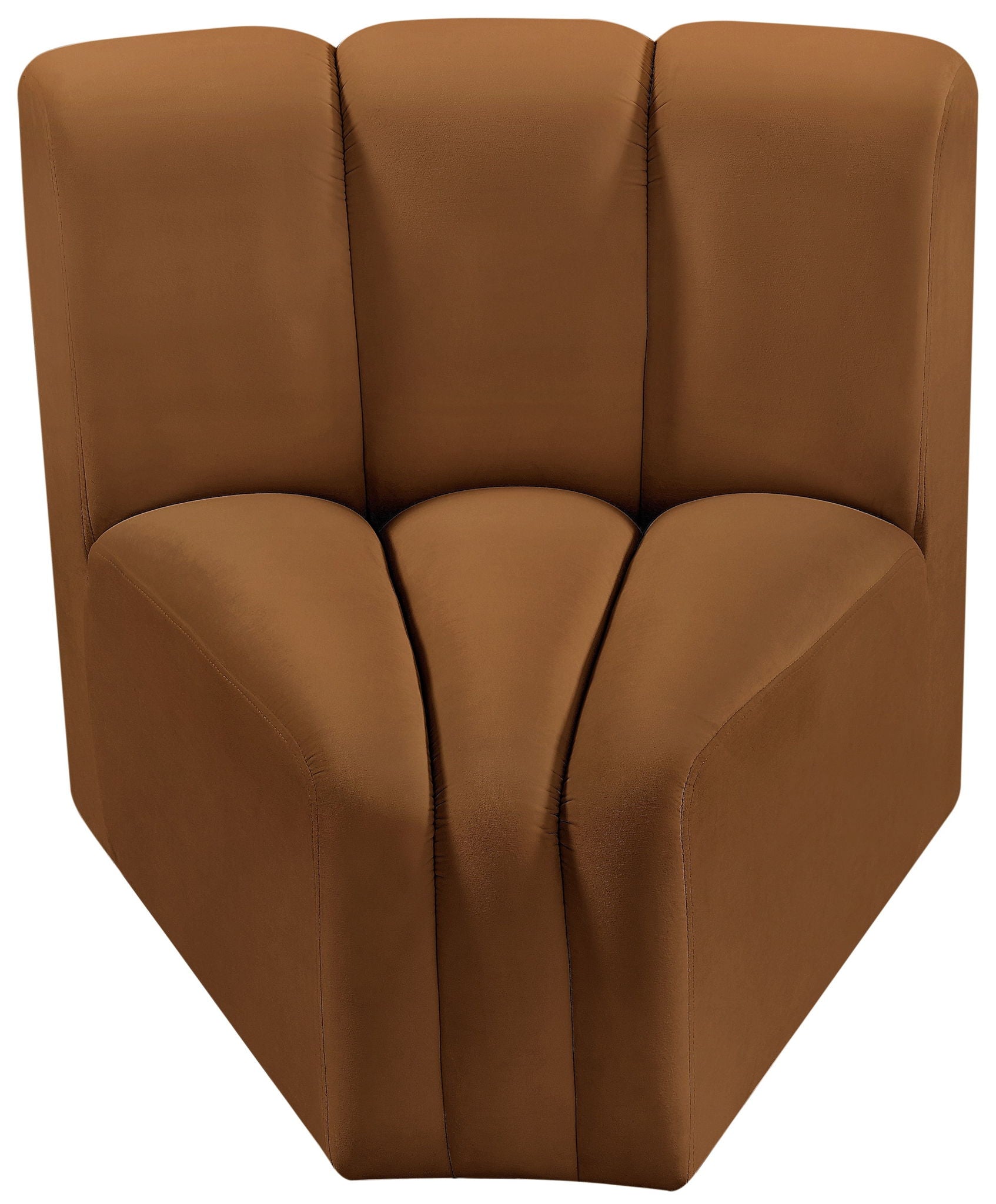 Arc - Velvet Curved Corner Chair - Saddle