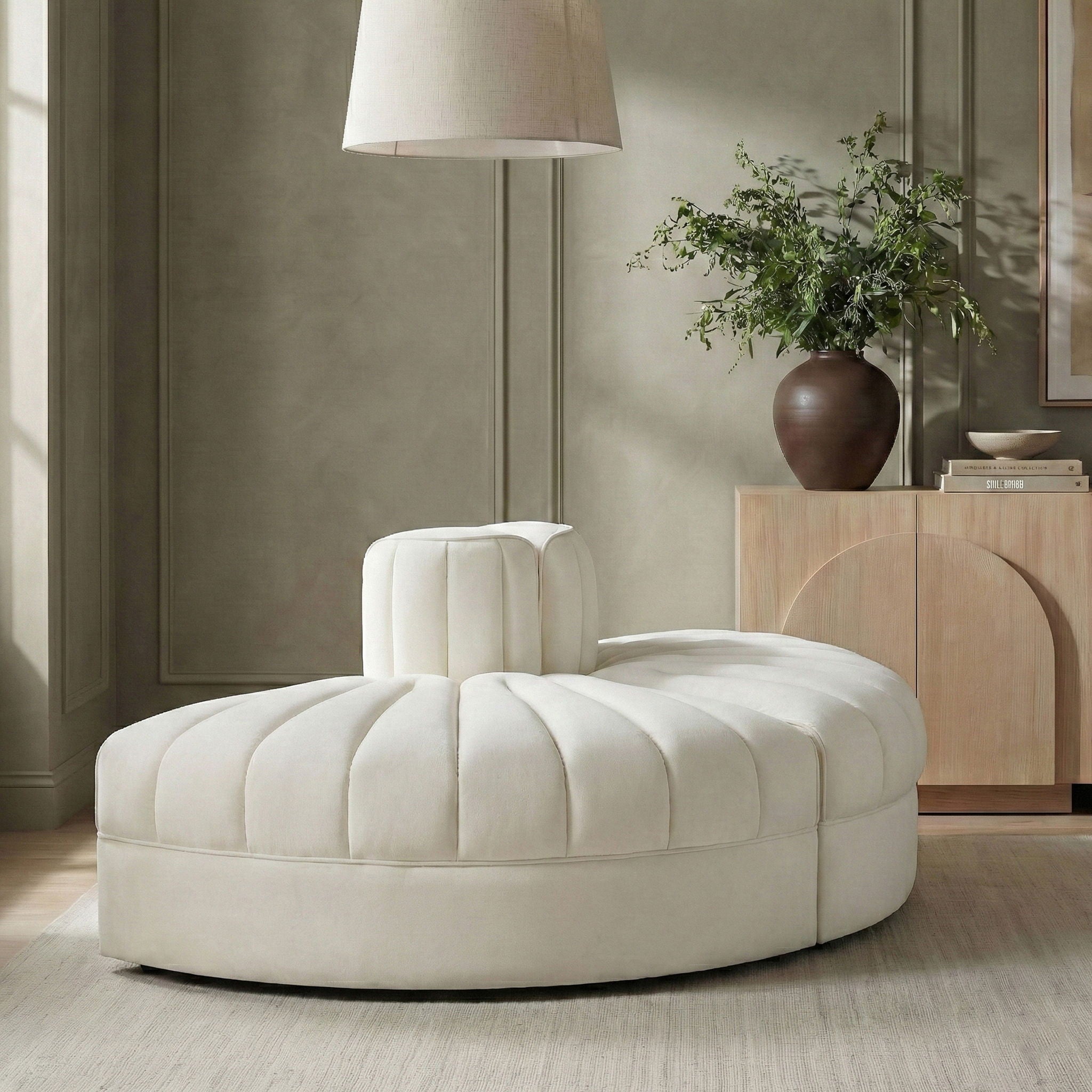Rummi - Velvet Performance Fabric Upholstered 2 Piece Rounded Modular Loveseat
