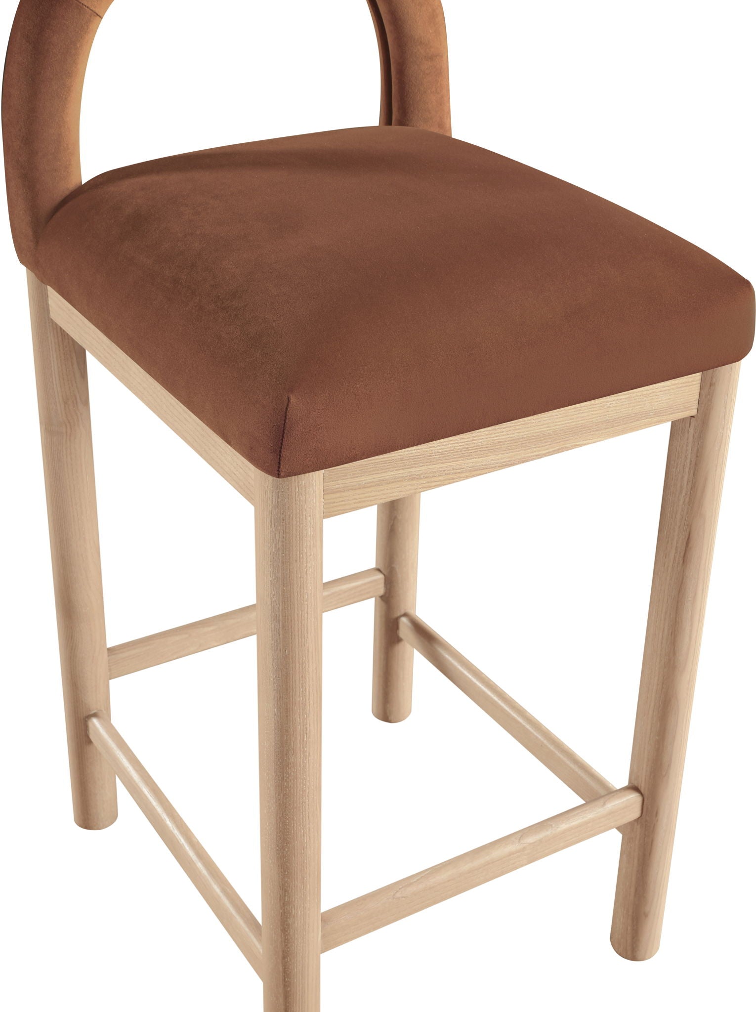 Conrad - Velvet Counter Stool With Natural Legs