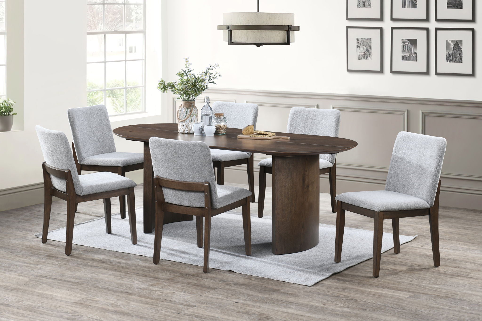 Kody - 79" Oval Fixed-Top Dining Table Set