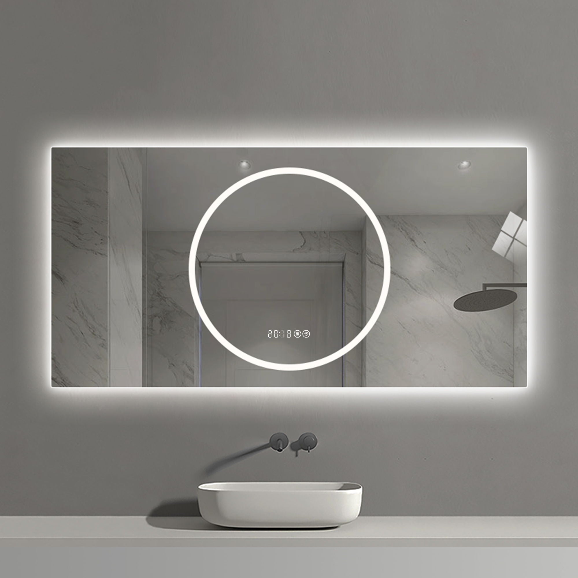 LED Vanity Mirror With Anti Fog & Dimmable Lights, Wall-Mounted - Antique Silver