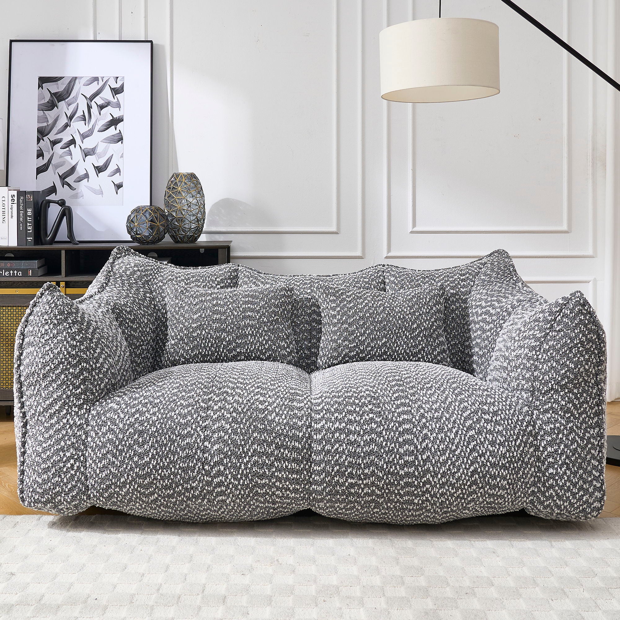Comfortable Dual Beanbag Chair With High Resilience Foam Core For 2 People