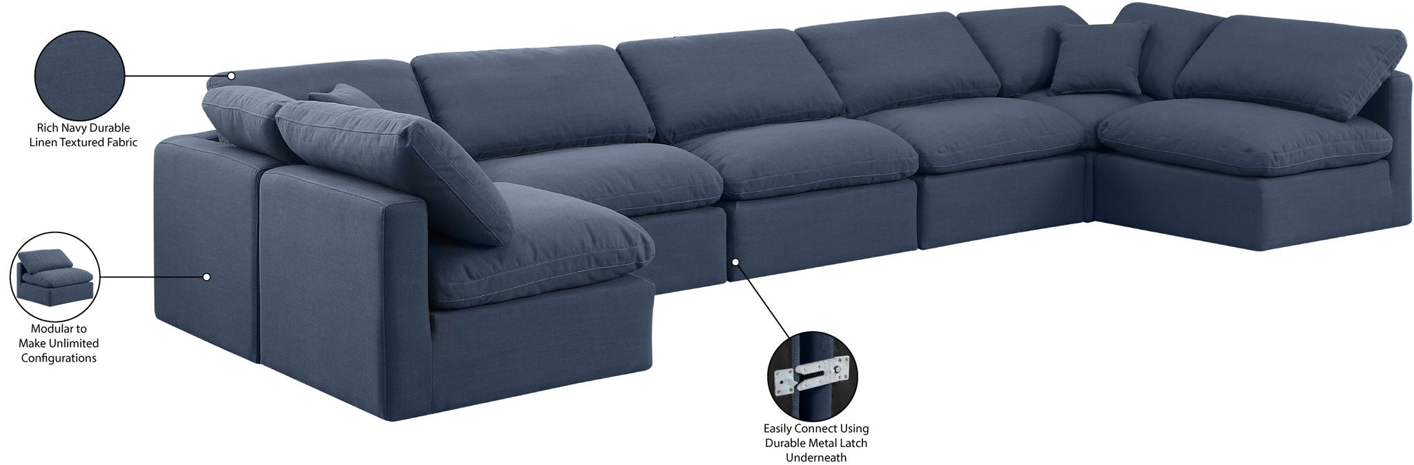 Indulge - Linen 7 Piece Modular U-Shaped Sectional
