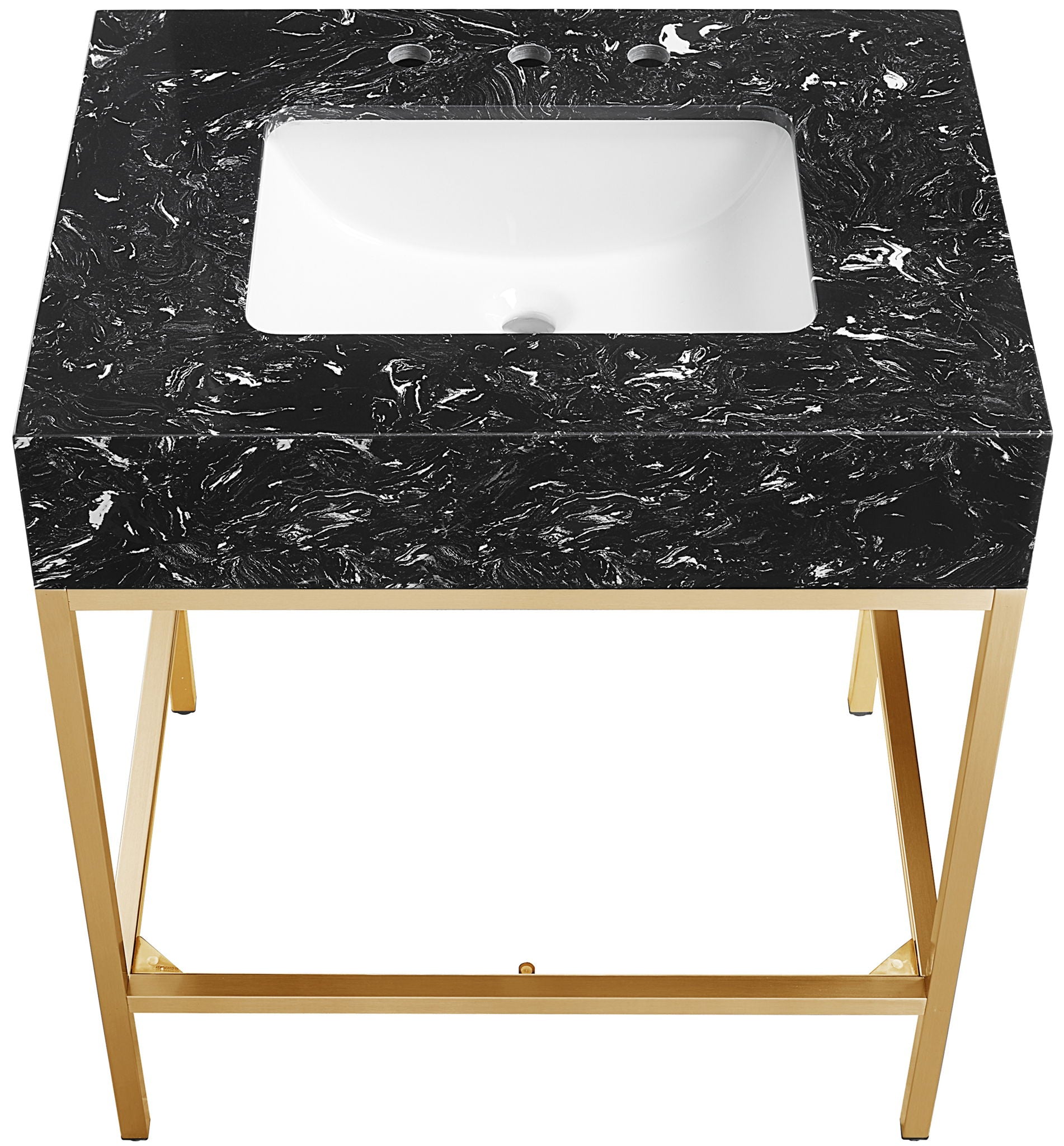 Marmo - Engineered Marble Bathroom Vanity With Gold Base