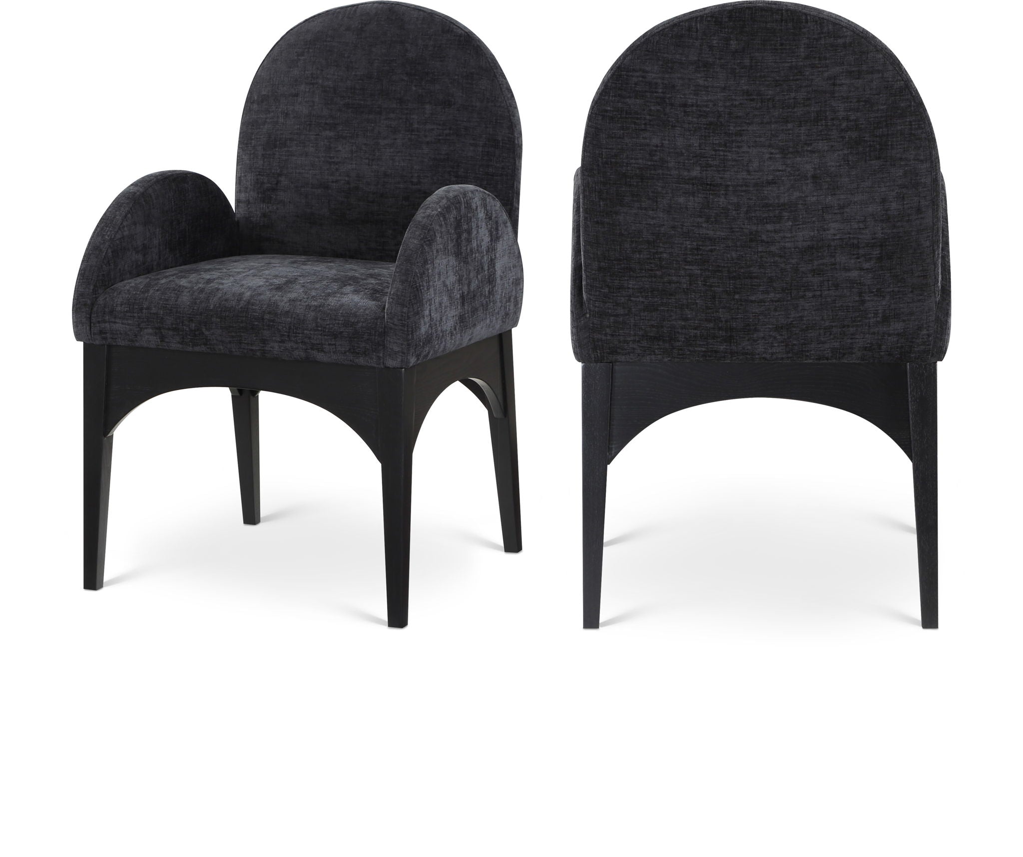 Waldorf - Chenille Dining Arm Chair With Black Legs