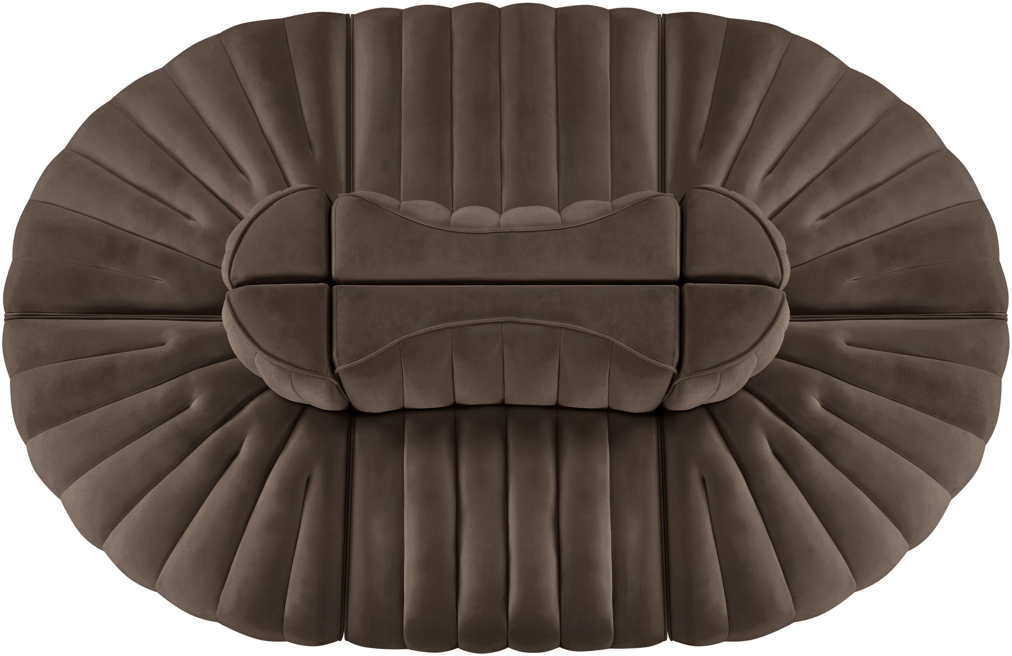 Rummi - Oval Velvet Performance Fabric Upholstered 6 Piece Modular Sectional