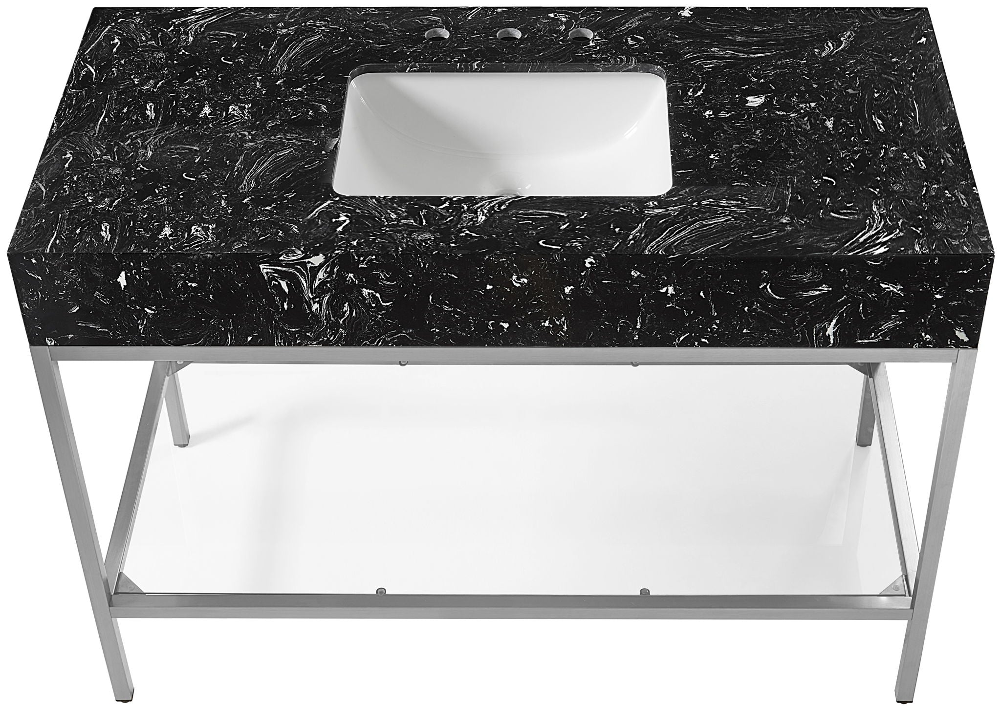 Marmo - Engineered Marble Bathroom Vanity With Chrome Base