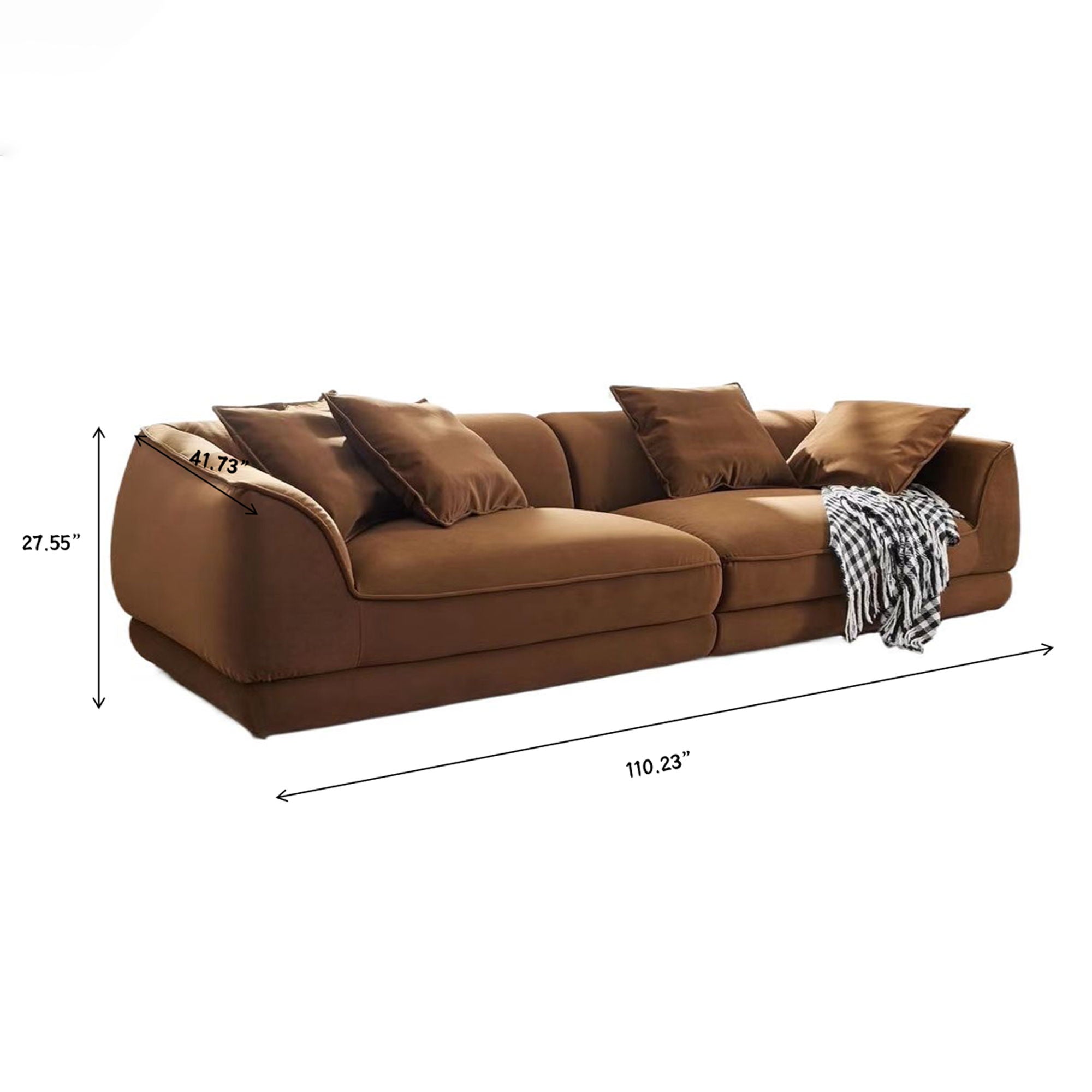 Nordic Modern Sofa With Removable Pillowcase, High Density Sponge Filling, 4 Throw Pillows