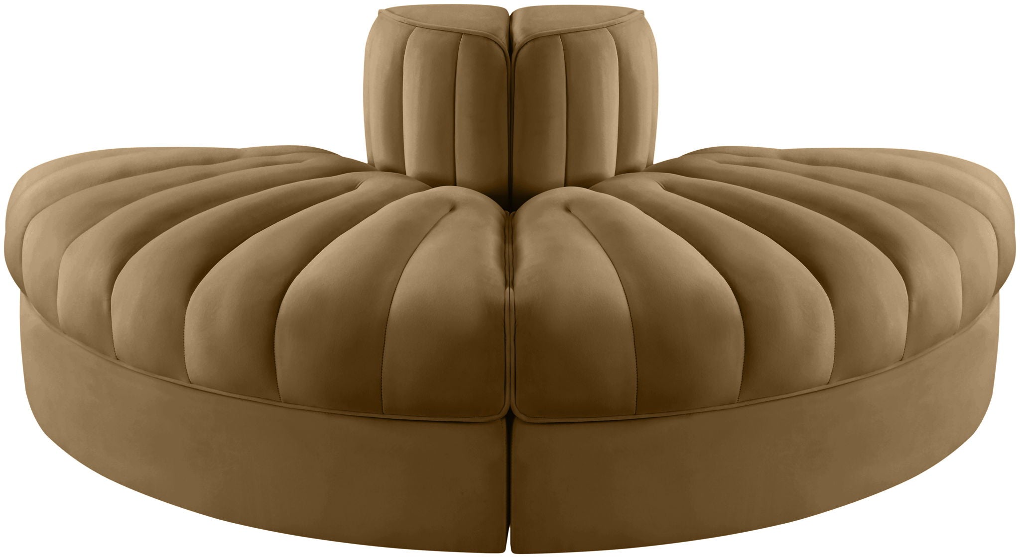 Rummi - Velvet Performance Fabric Upholstered 2 Piece Rounded Modular Loveseat