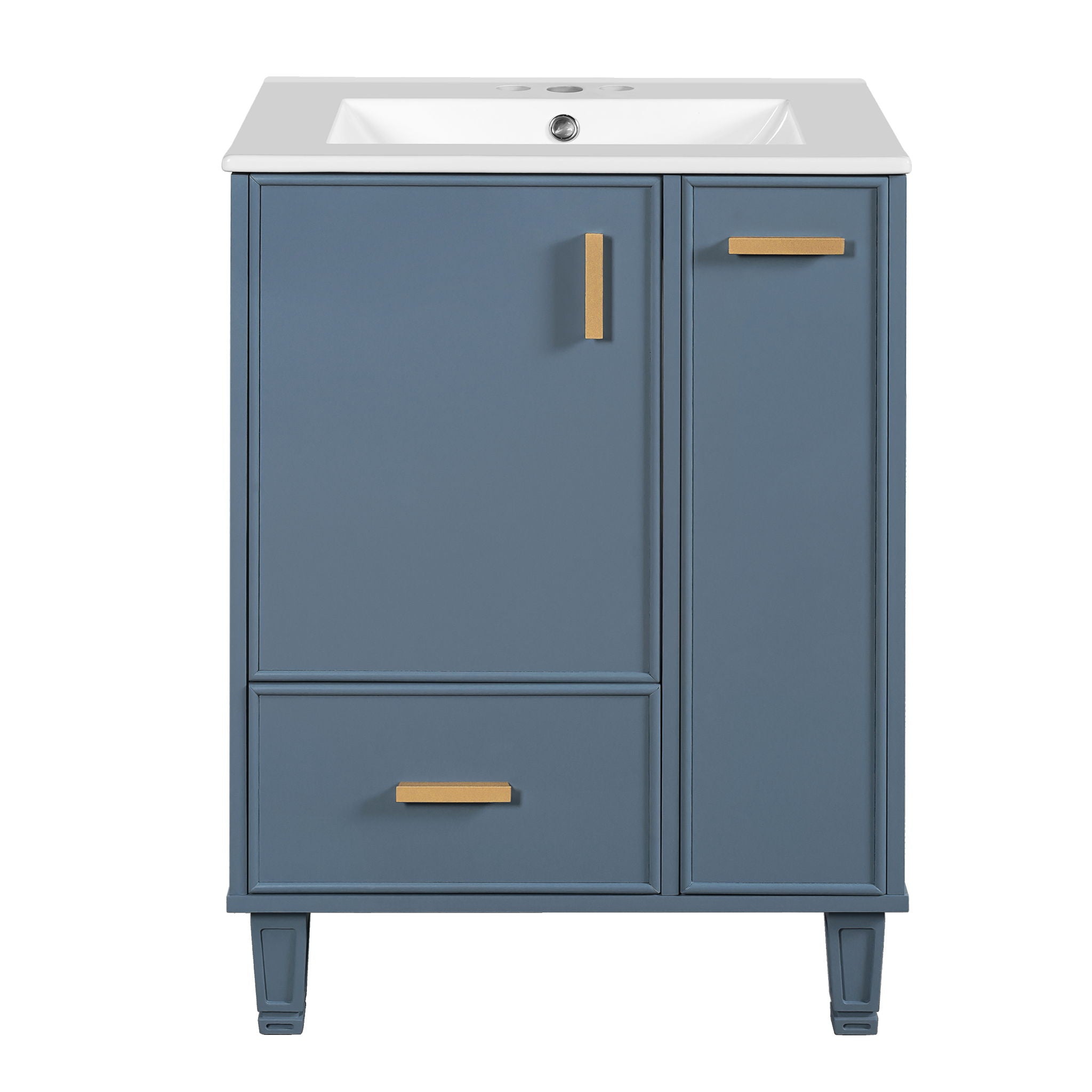 Bathroom Vanity With Sink, Deep Drawer, Door Shelf, 2 Tier Basket