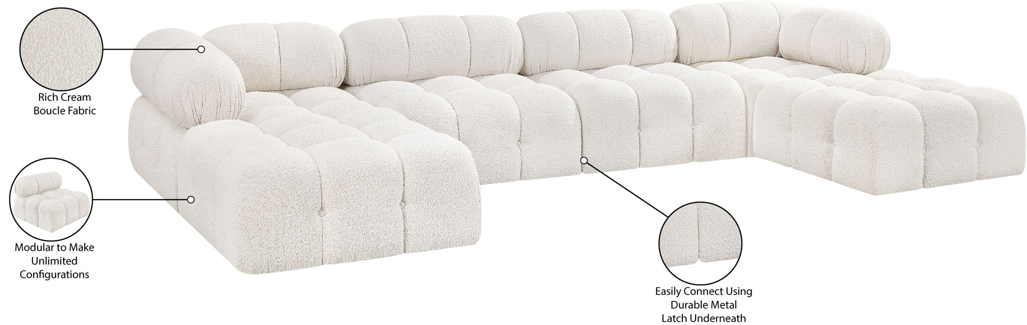 Ames - 6 Piece Fabric Modular U-Shaped Sectional