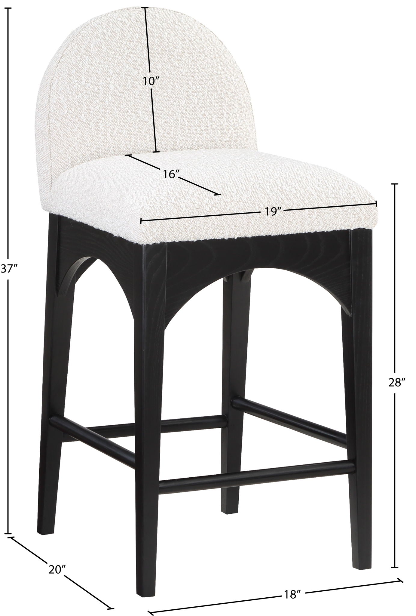 Waldorf - Boucle Stool With Black Legs