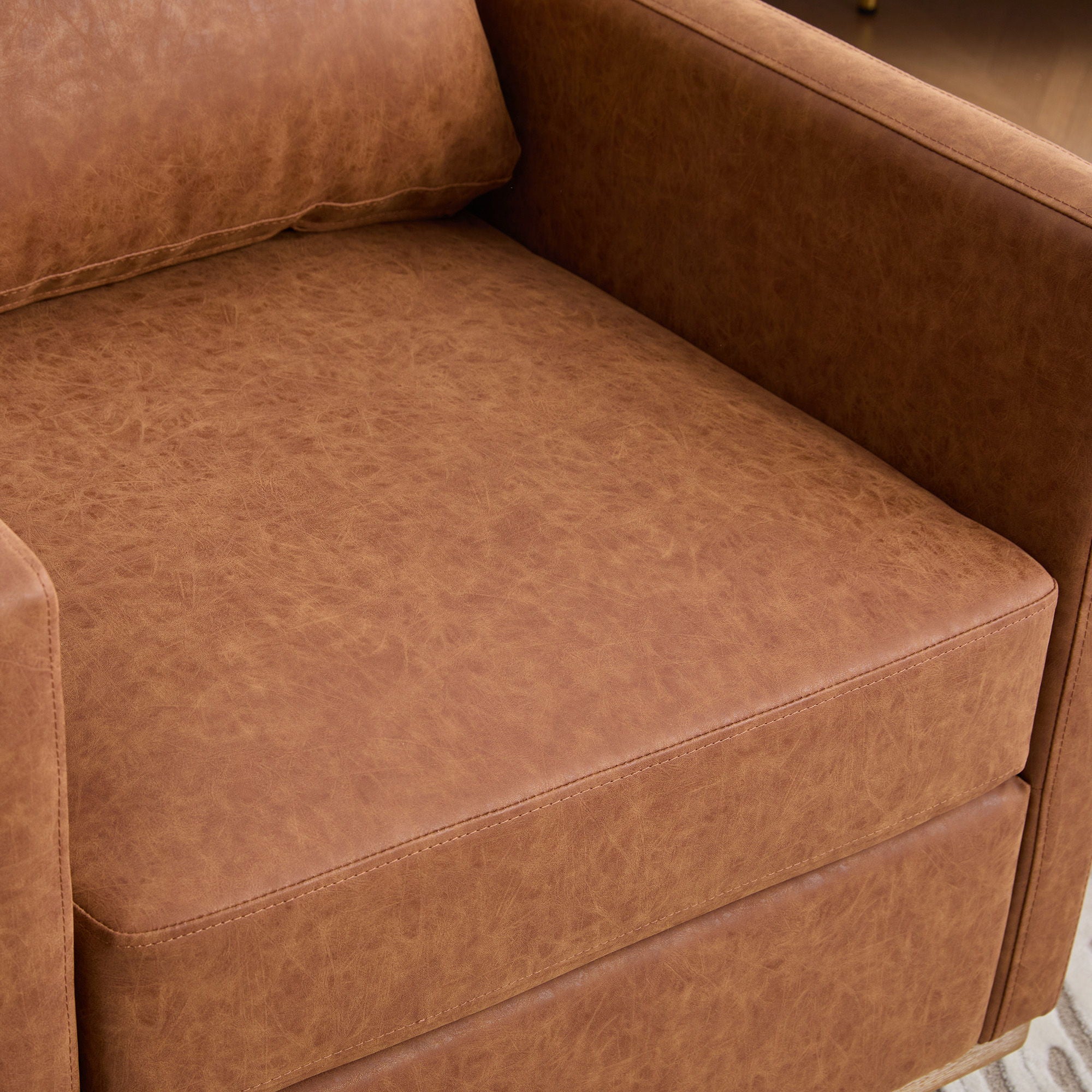 Modern Upholstered Square Swivel Accent Chair With 360 Degree Rotation
