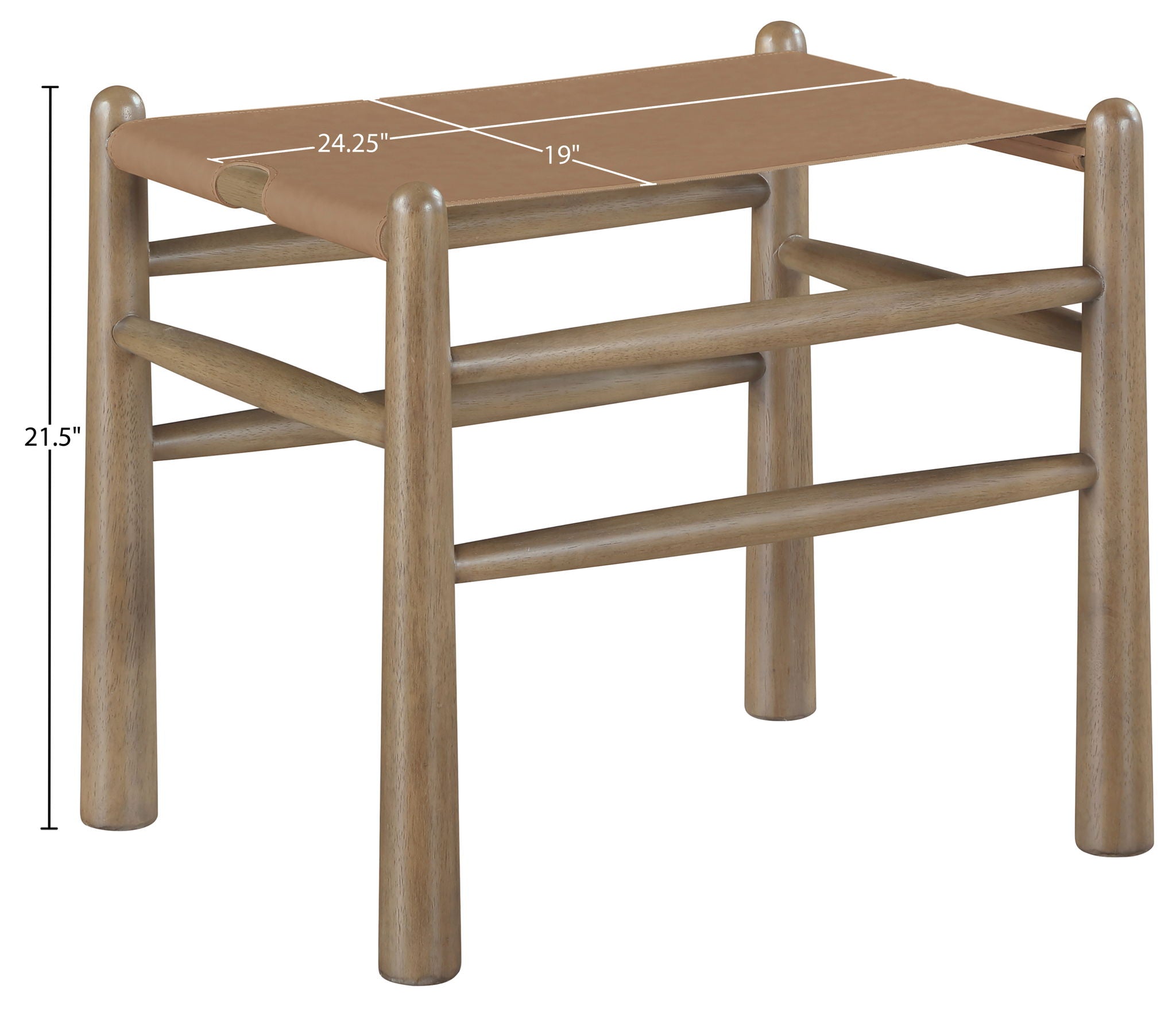 Santos - Faux Leather Upholstered Bench - Walnut Frame