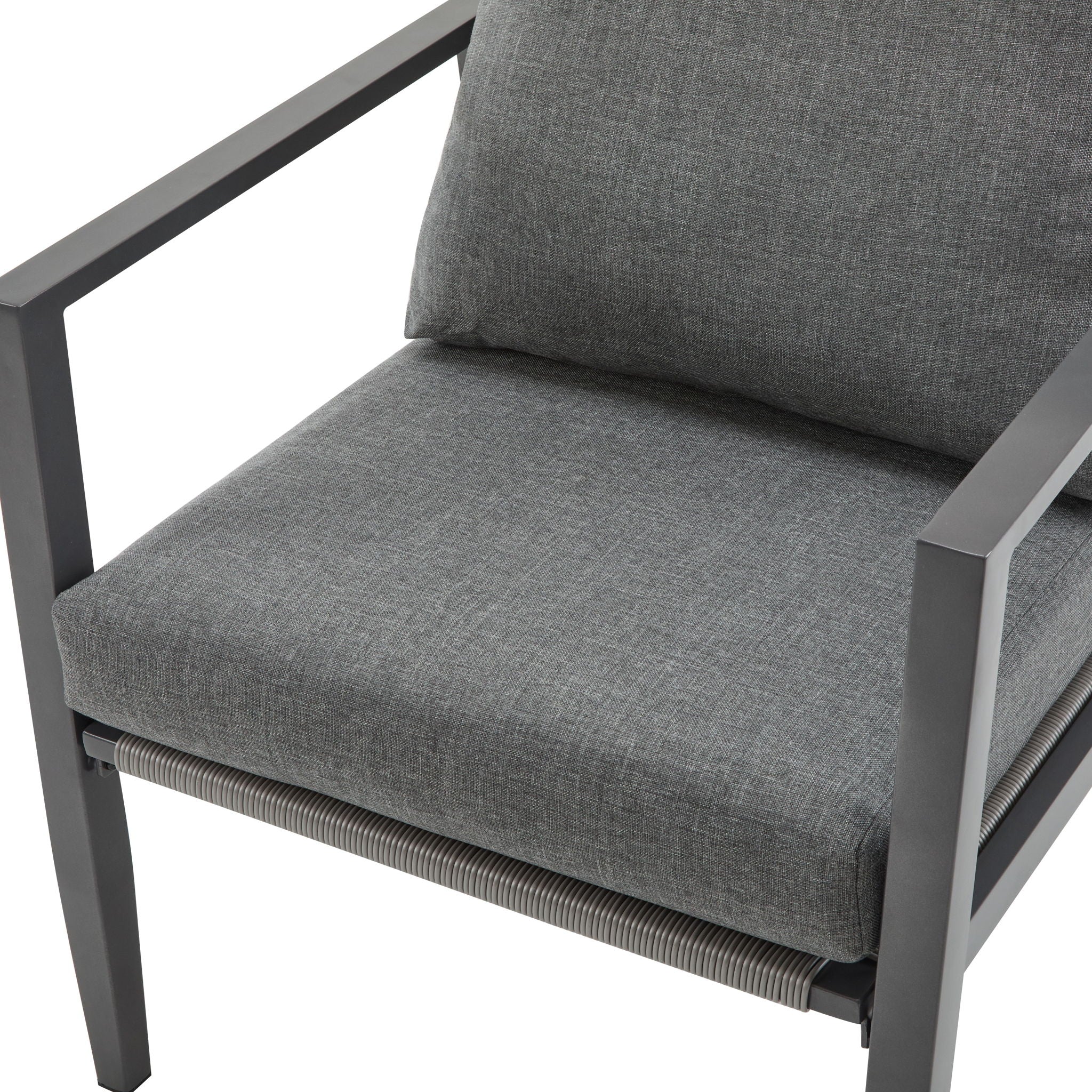 Modern Lounge Chair With Rope Accents And Cushions