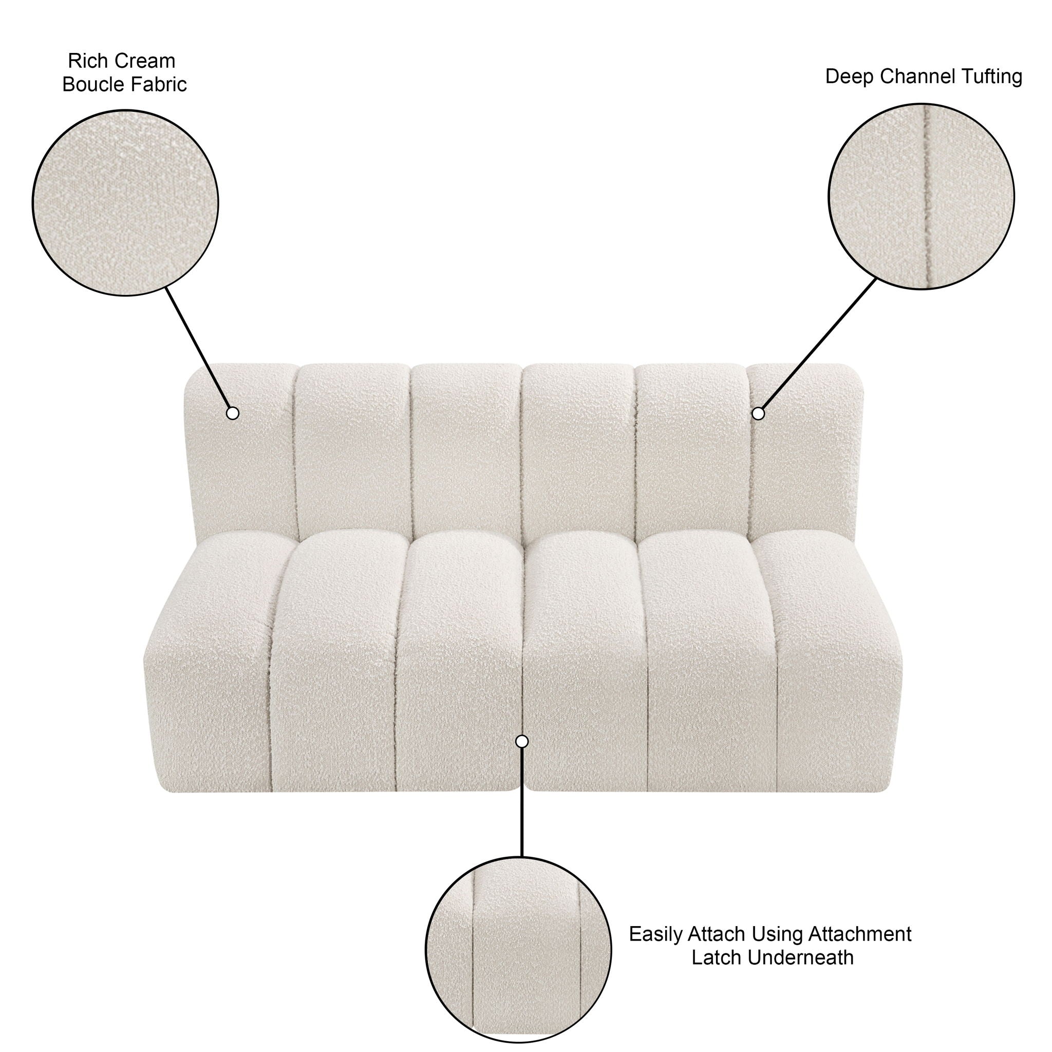 Arc - Boucle Fabric 2 Seats Modular Sofa