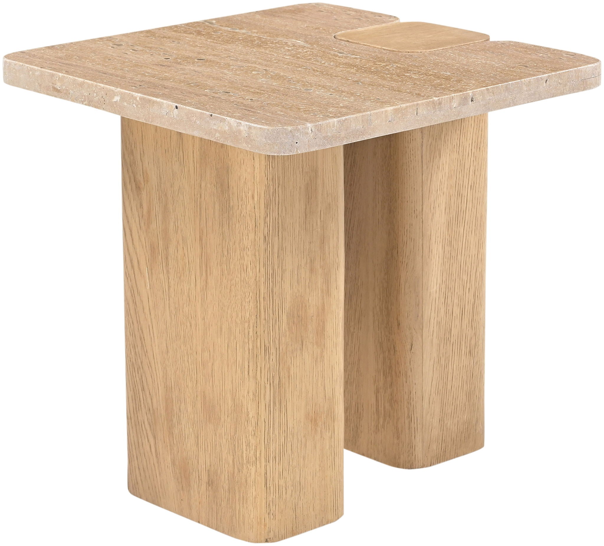 Ravenna - Genuine Fabric Travertine And Oak Wood Table