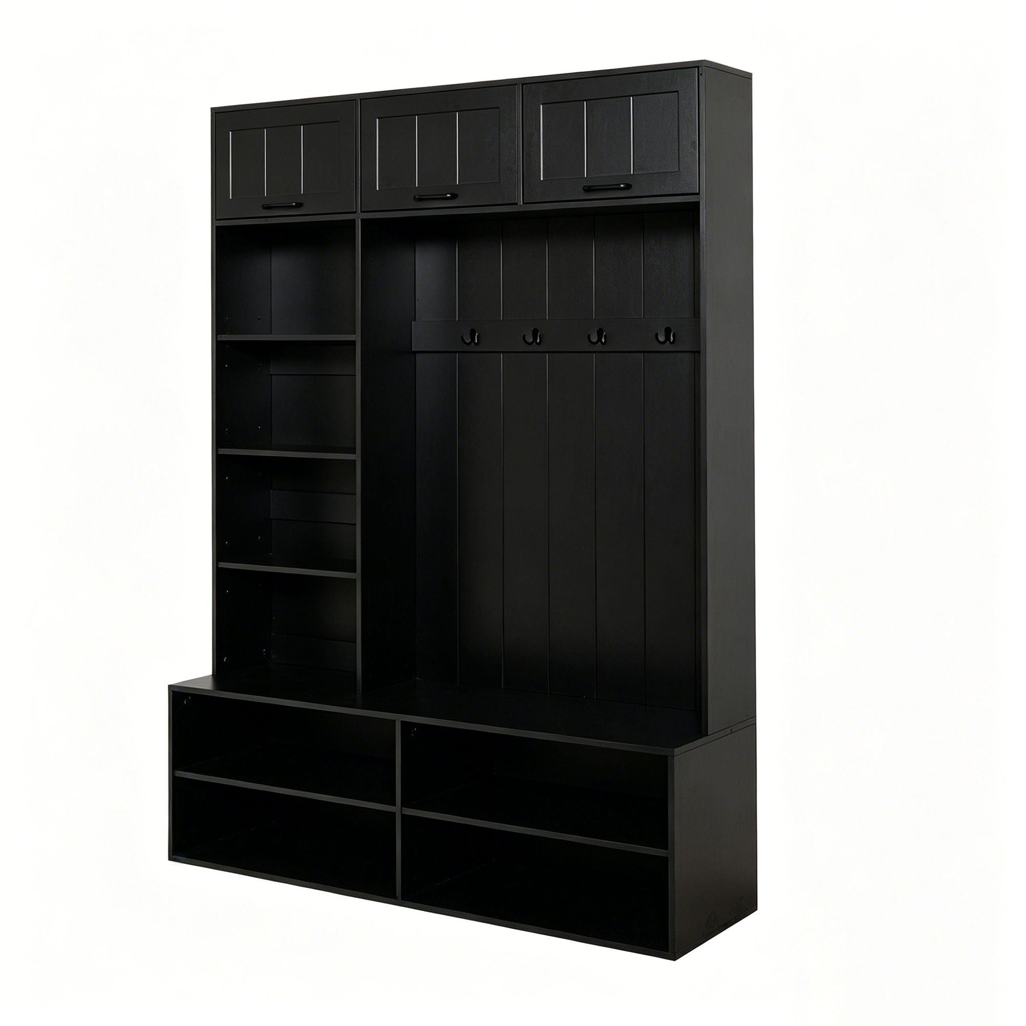 Farmhouse Hall Tree & Bench And Shoe Storage
