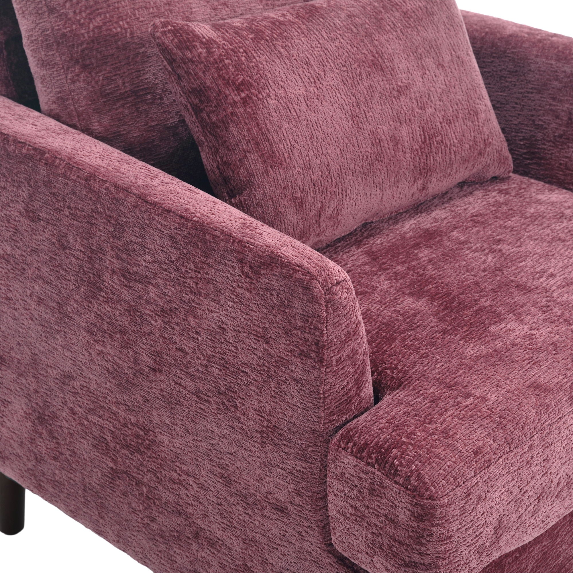 Modern Mid Century Wood Frame Armchair With Tufted Design
