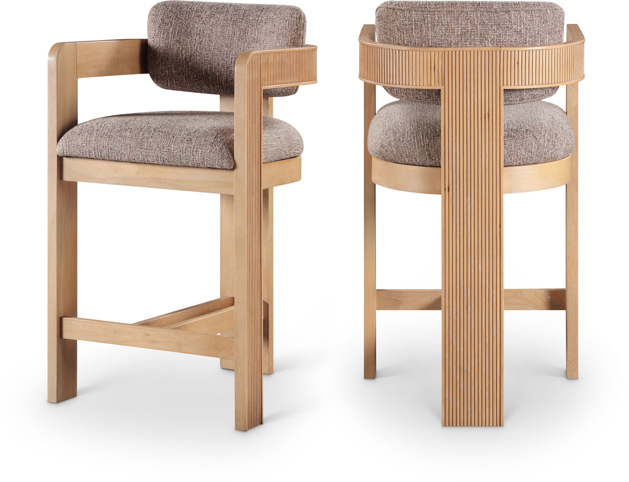 Sacha - Linen Stool With Natural Base