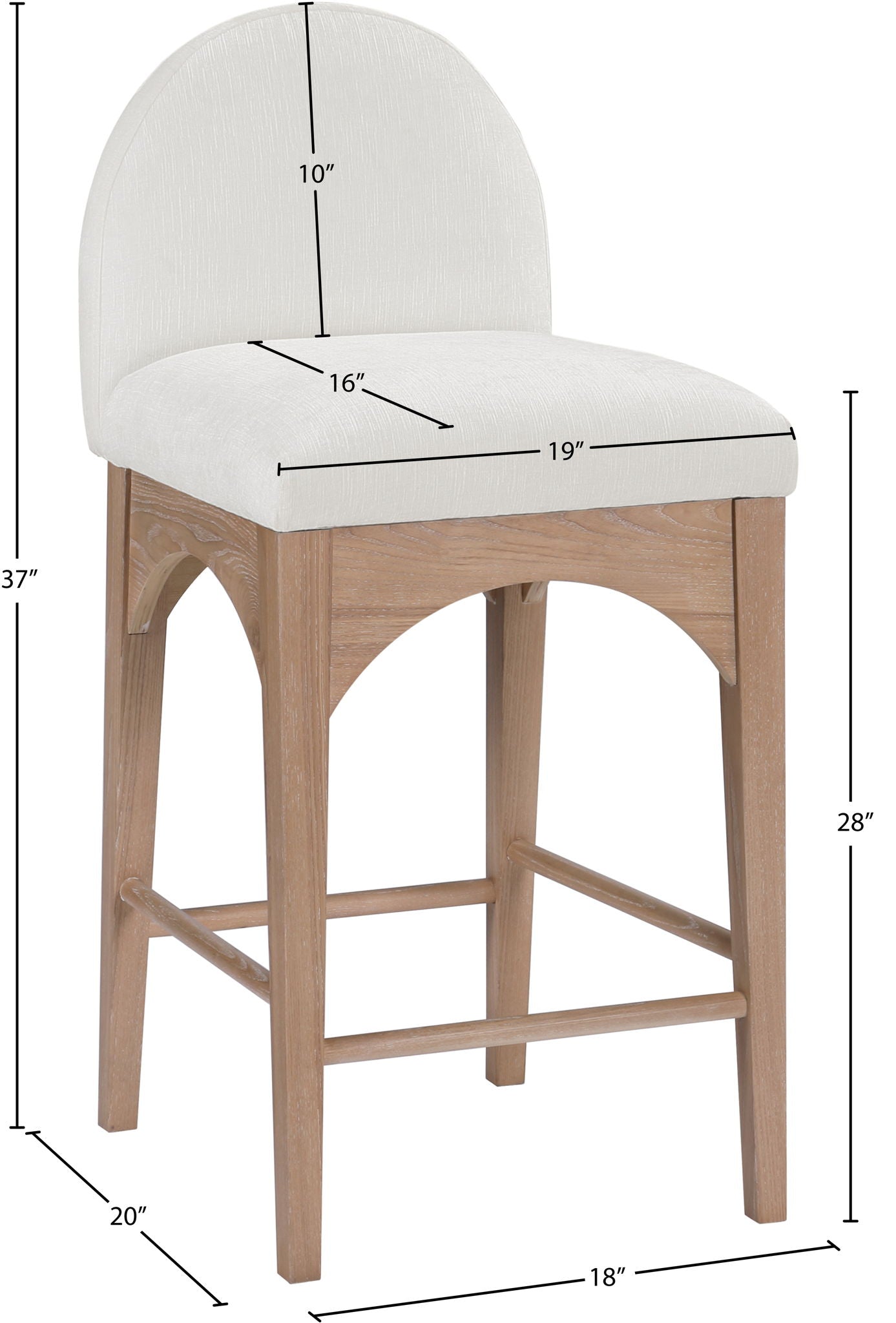 Waldorf - Chenille Stool With Natural Legs