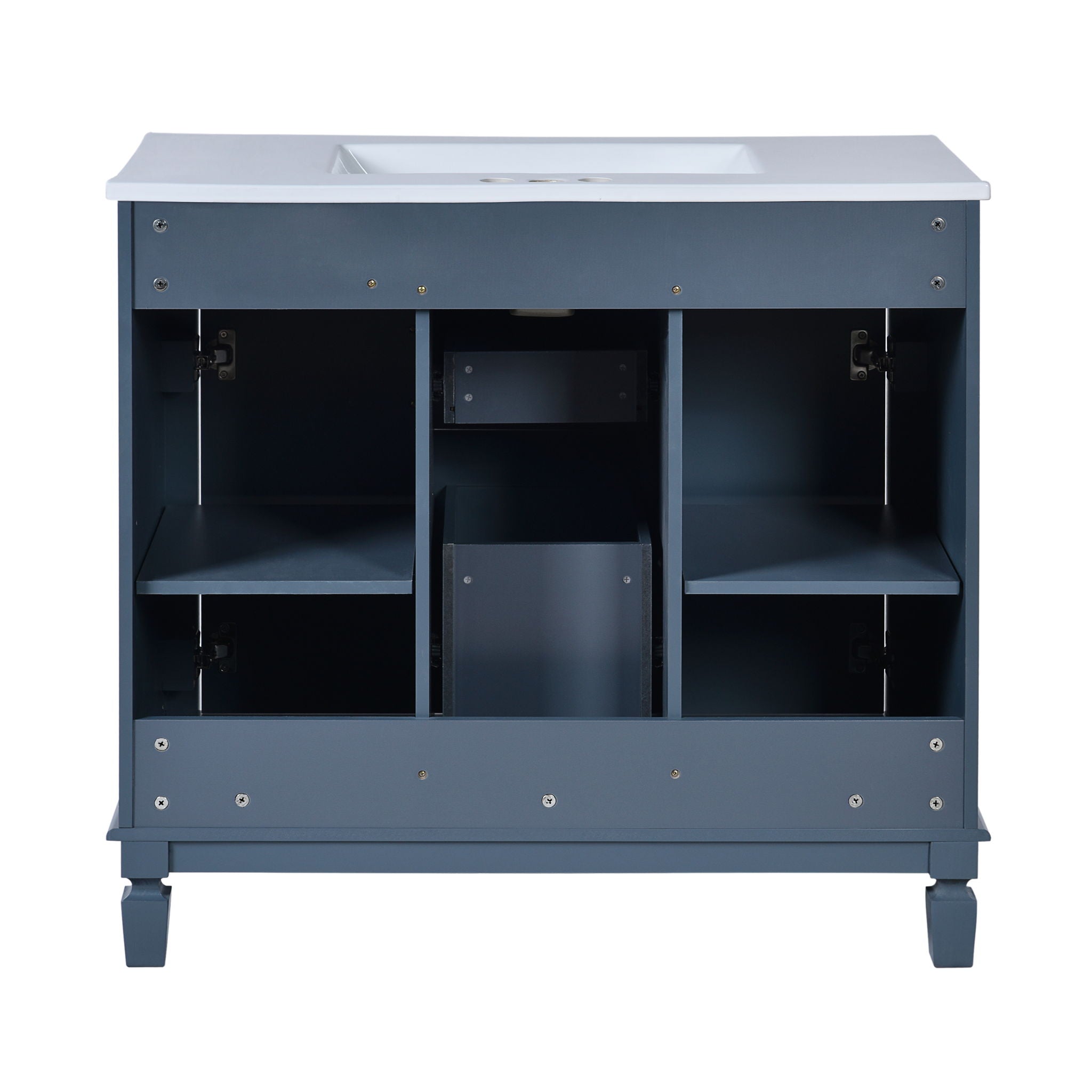 Bathroom Vanity With Top Sink, Mirror Cabinet, 2 Soft Closing Doors & 2 Drawers