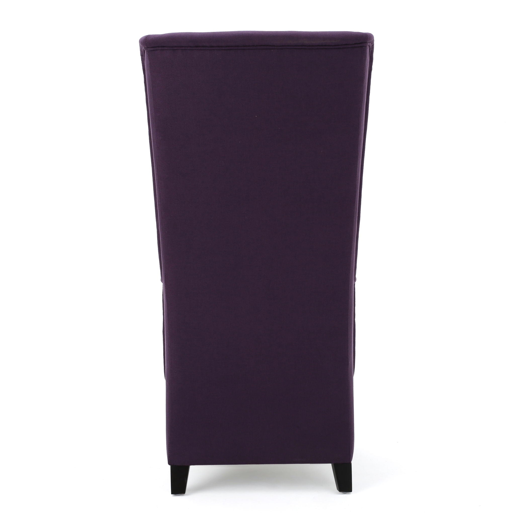 Fabric Dining Chair With High Back And Birch Wood Legs - Plum