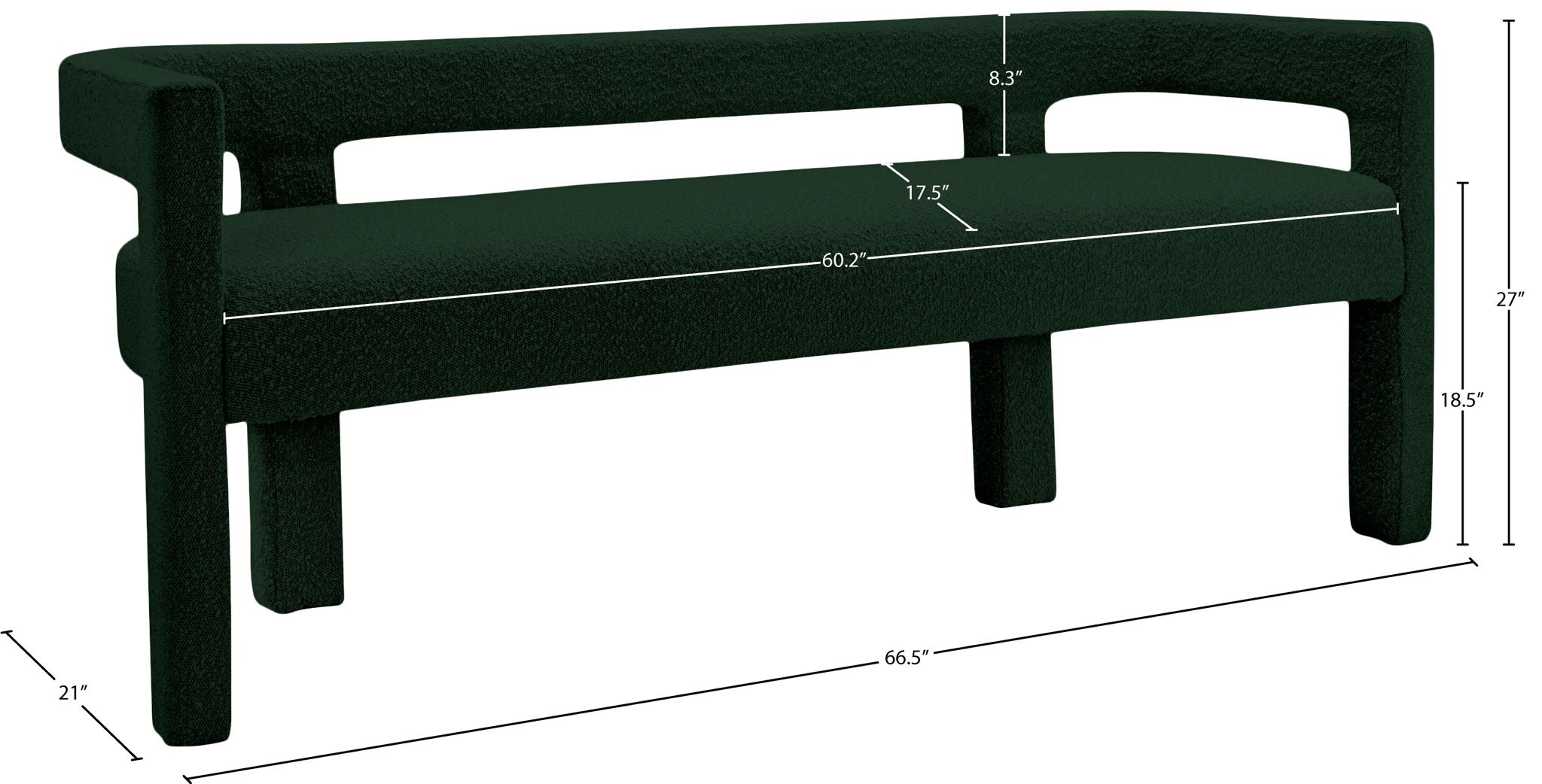 Athena - Boucle Fabric Bench