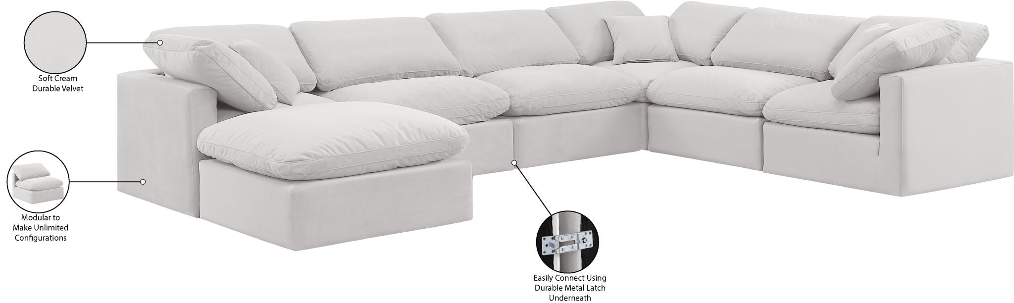 Indulge - Velvet 7 Piece Modular Sectional