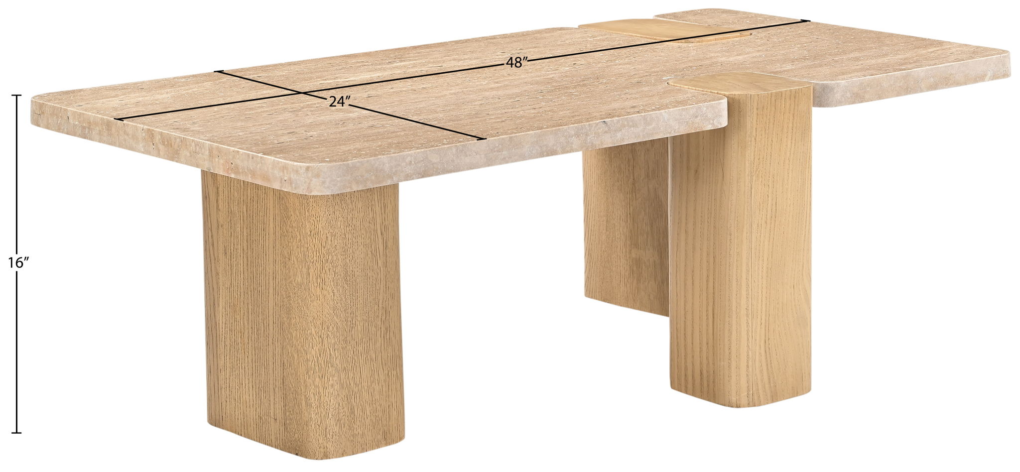 Ravenna - Genuine Fabric Travertine And Oak Wood Table
