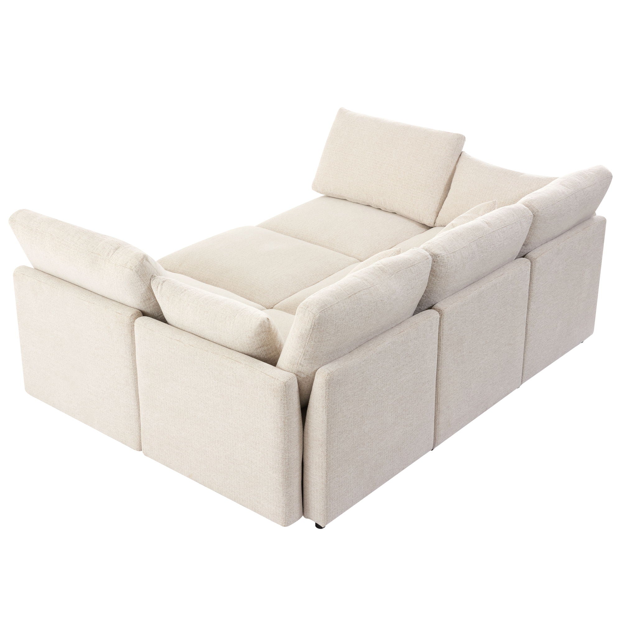 Sectional Sofa Modular U-Shaped With Ottoman & USB Ports
