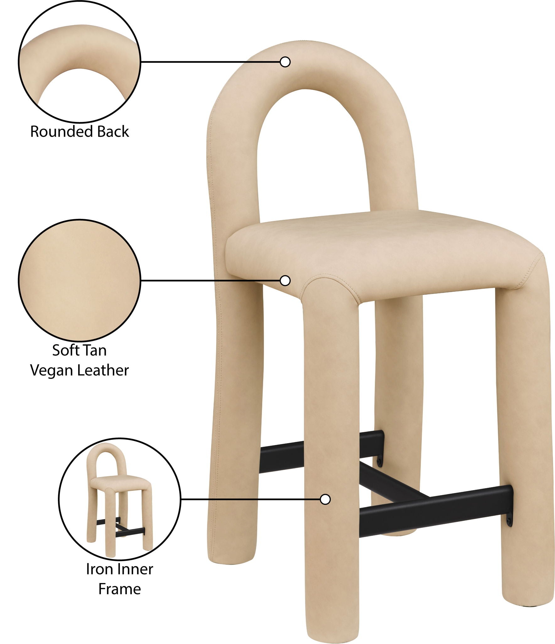 Amari - Vegan Leather and Boucle Fabric Stool