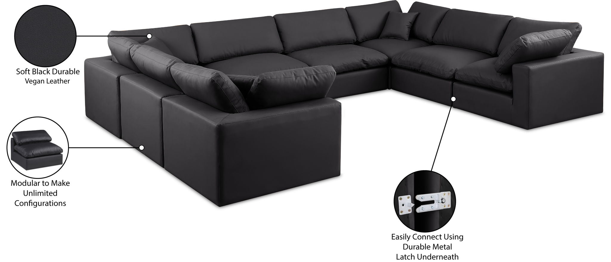 Comfy - 8 Piece Faux Leather Modular Sectional