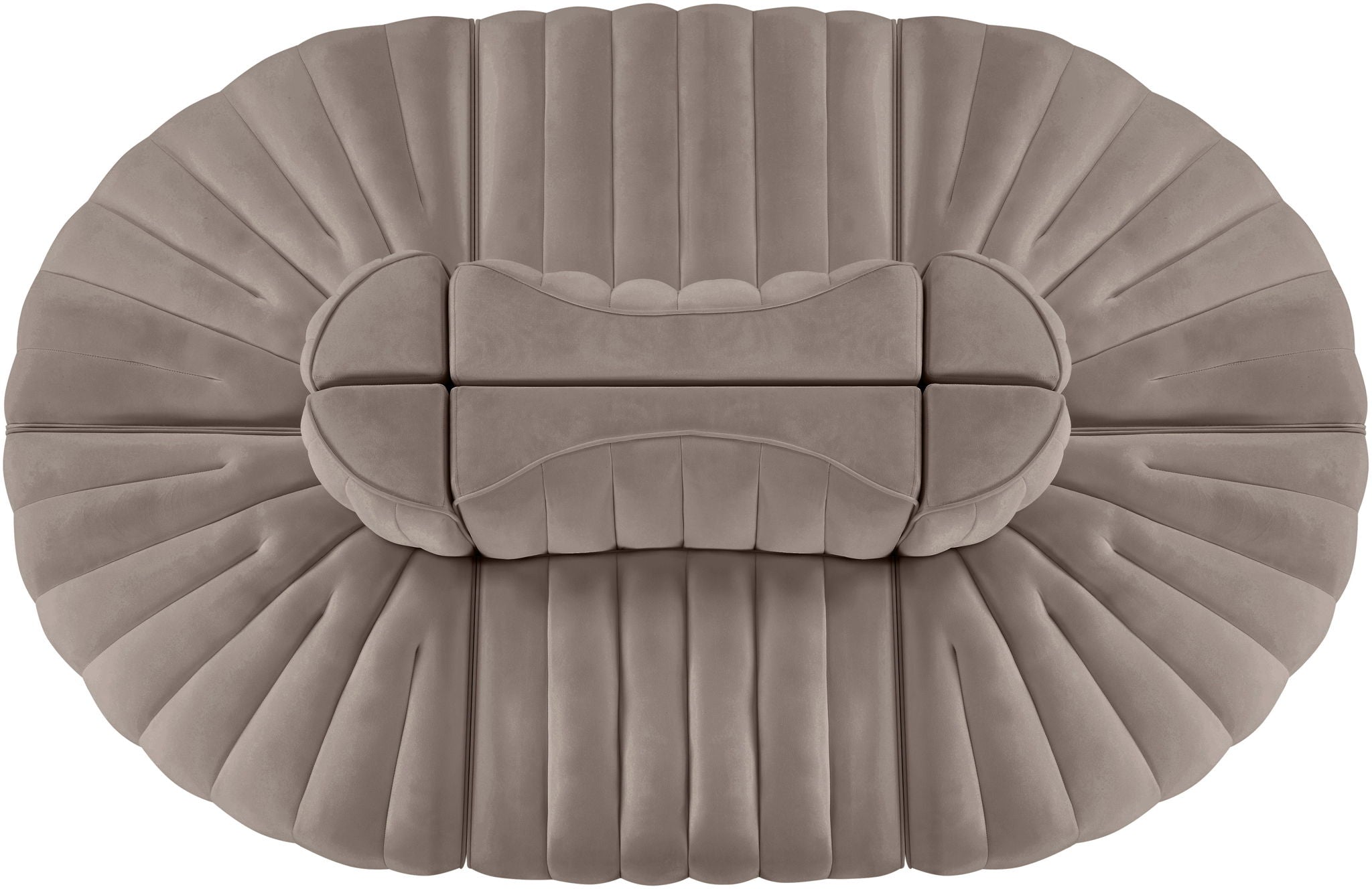 Rummi - Oval Velvet Performance Fabric Upholstered 6 Piece Modular Sectional