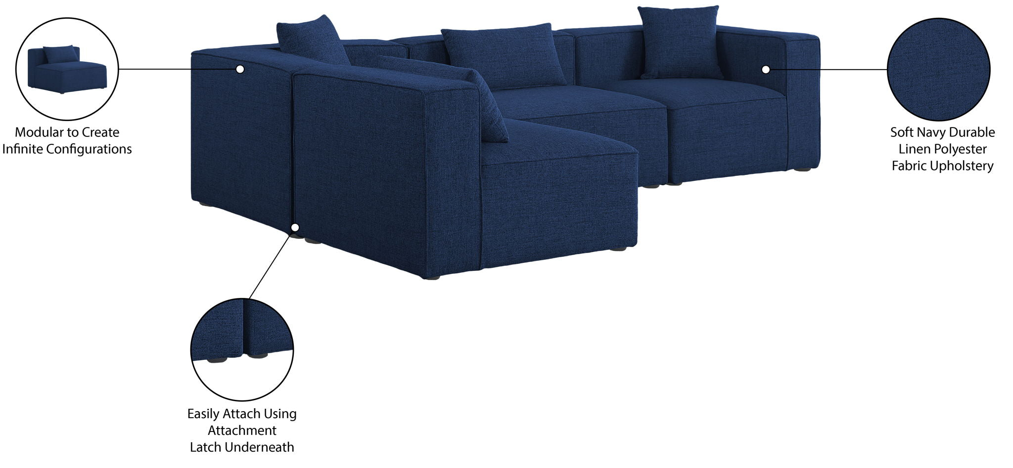 Cube - Linen 4 Piece Modular Corner Sectional