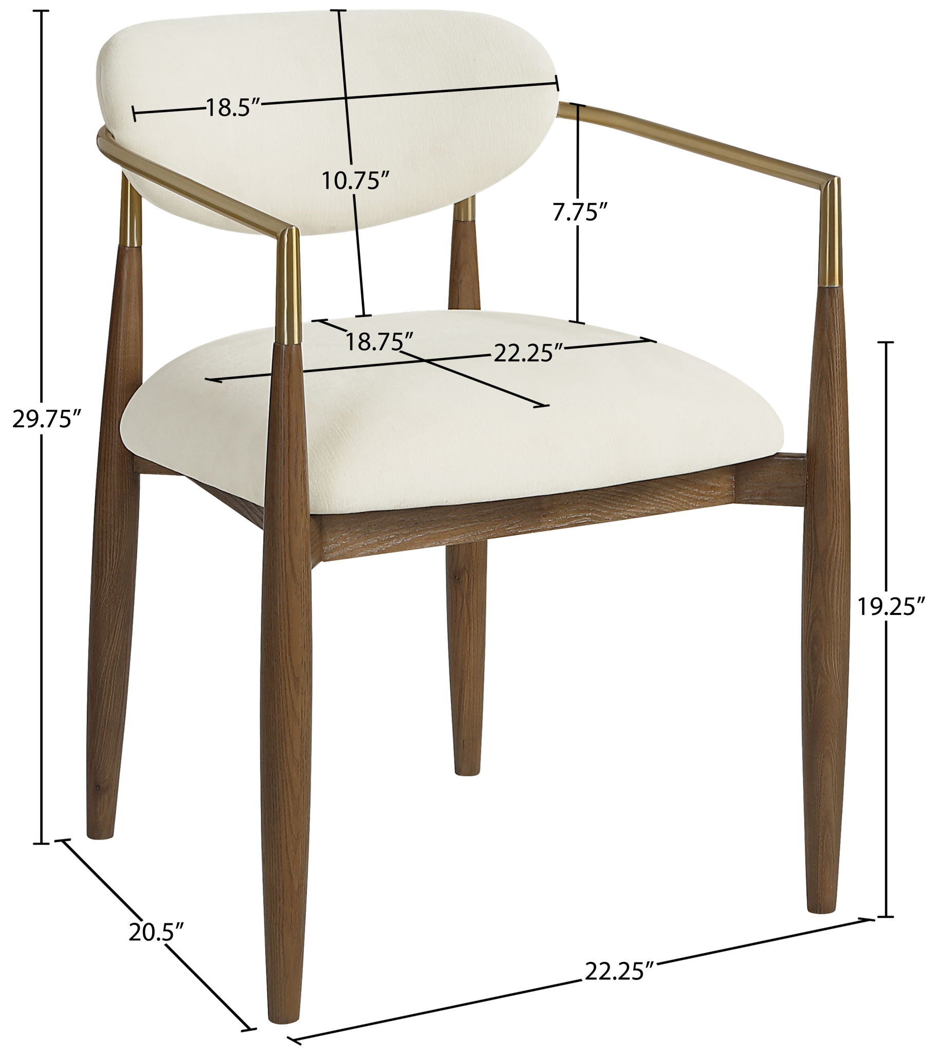 Riccio - Fabric Dining Arm Chair (Set of 2) - Walnut Frame