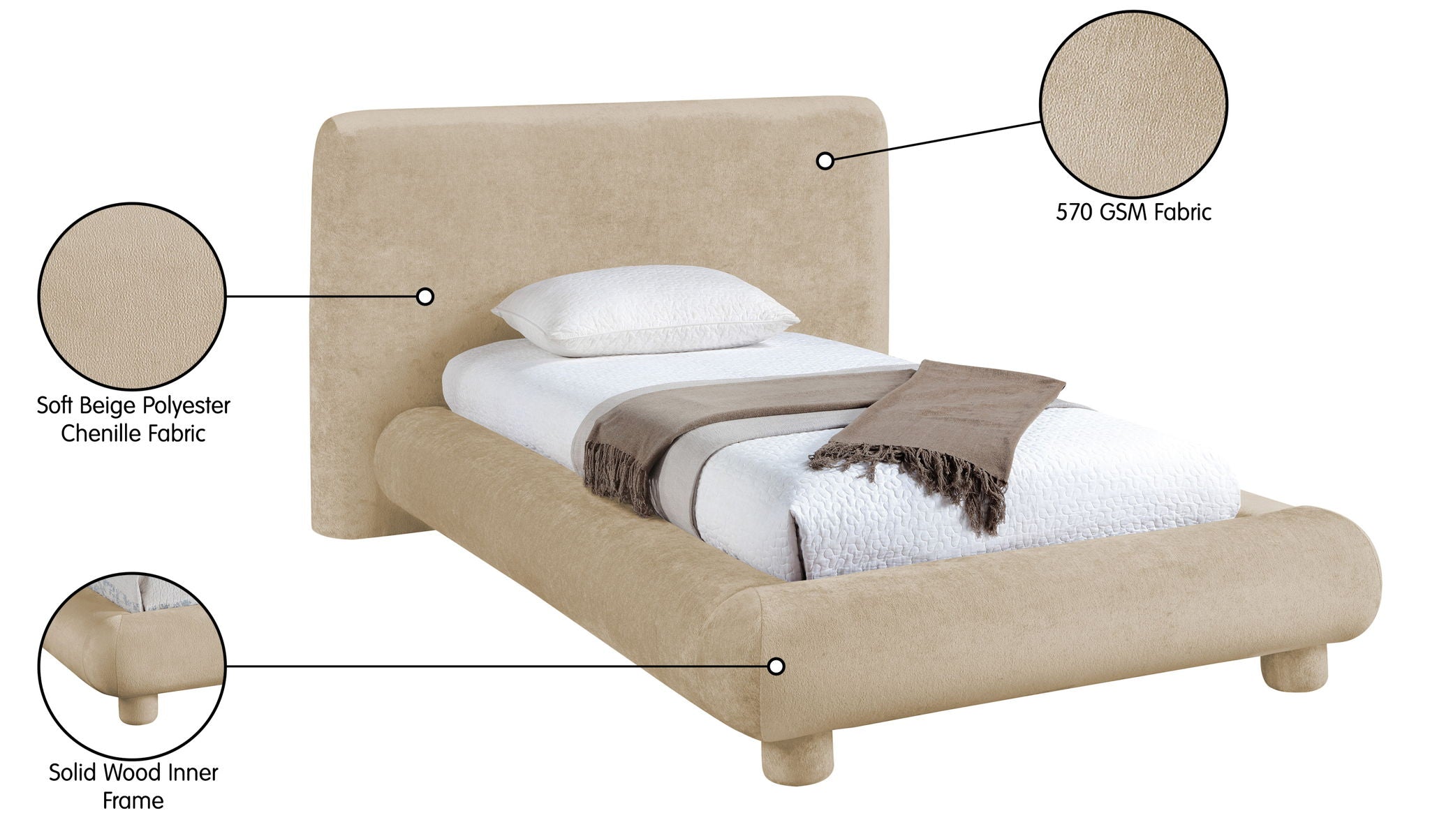 Blair - Chenille Upholstered Bed