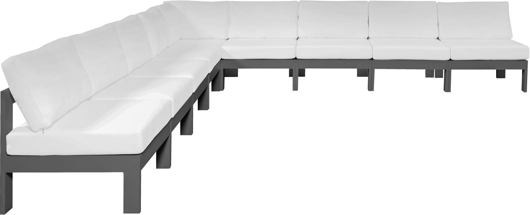 Nizuc - Outdoor Patio 9 Piece Modular Sectional With Gray Frame