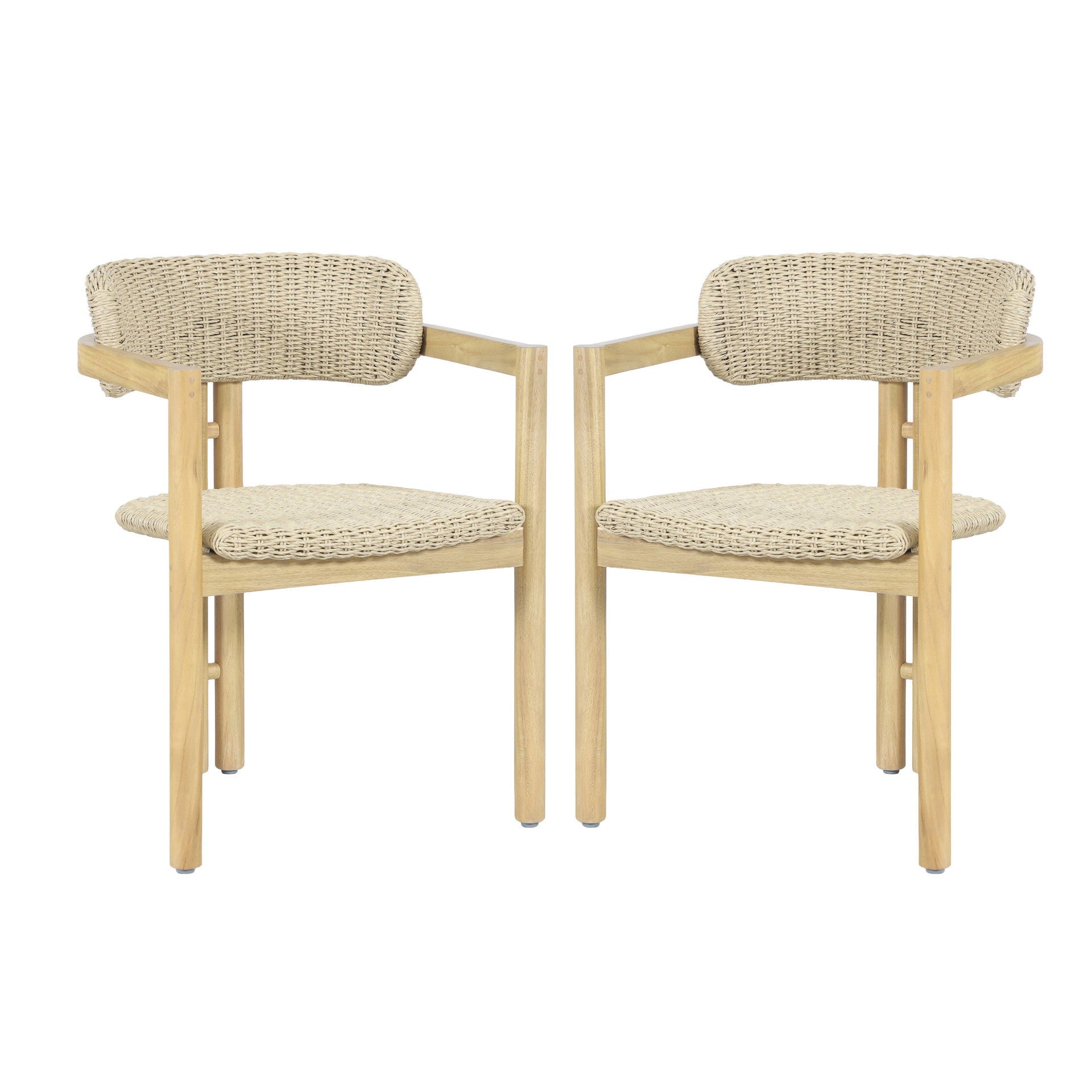 Sedona - Wood And Wicker Patio Dining Chair (Set of 2) - Natural / Brown