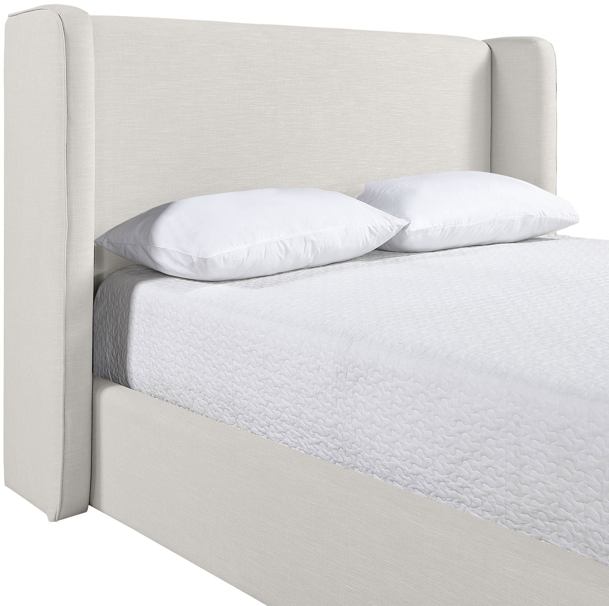 Kendall - Linen Textured Fabric Upholstered Bed - Cream