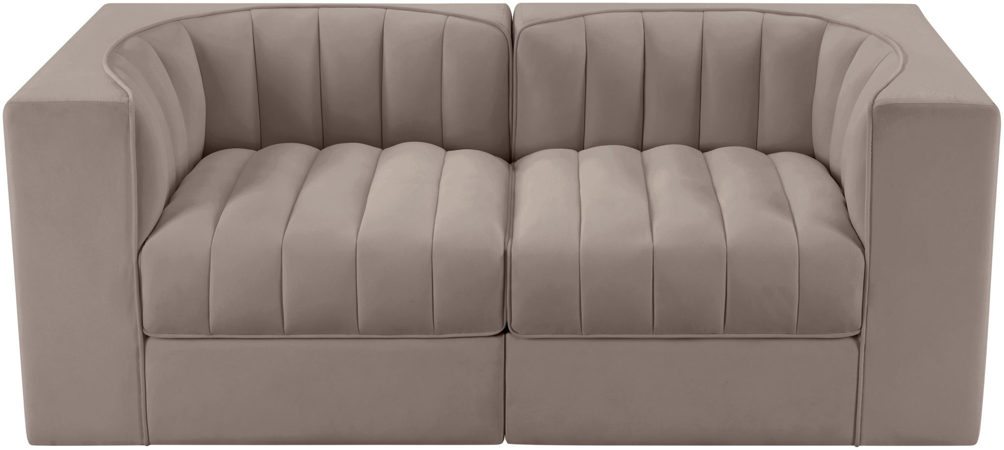 Rummi - Velvet Performance Fabric Upholstered 2 Piece Modular Loveseat