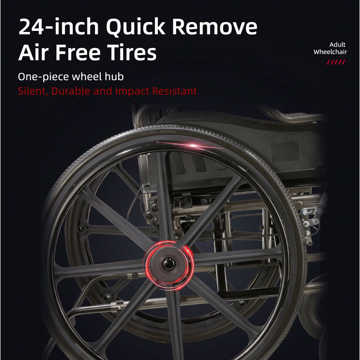Lightweight Wheelchair Foldable For Adults, Manual Transport Chair With Double Brakes