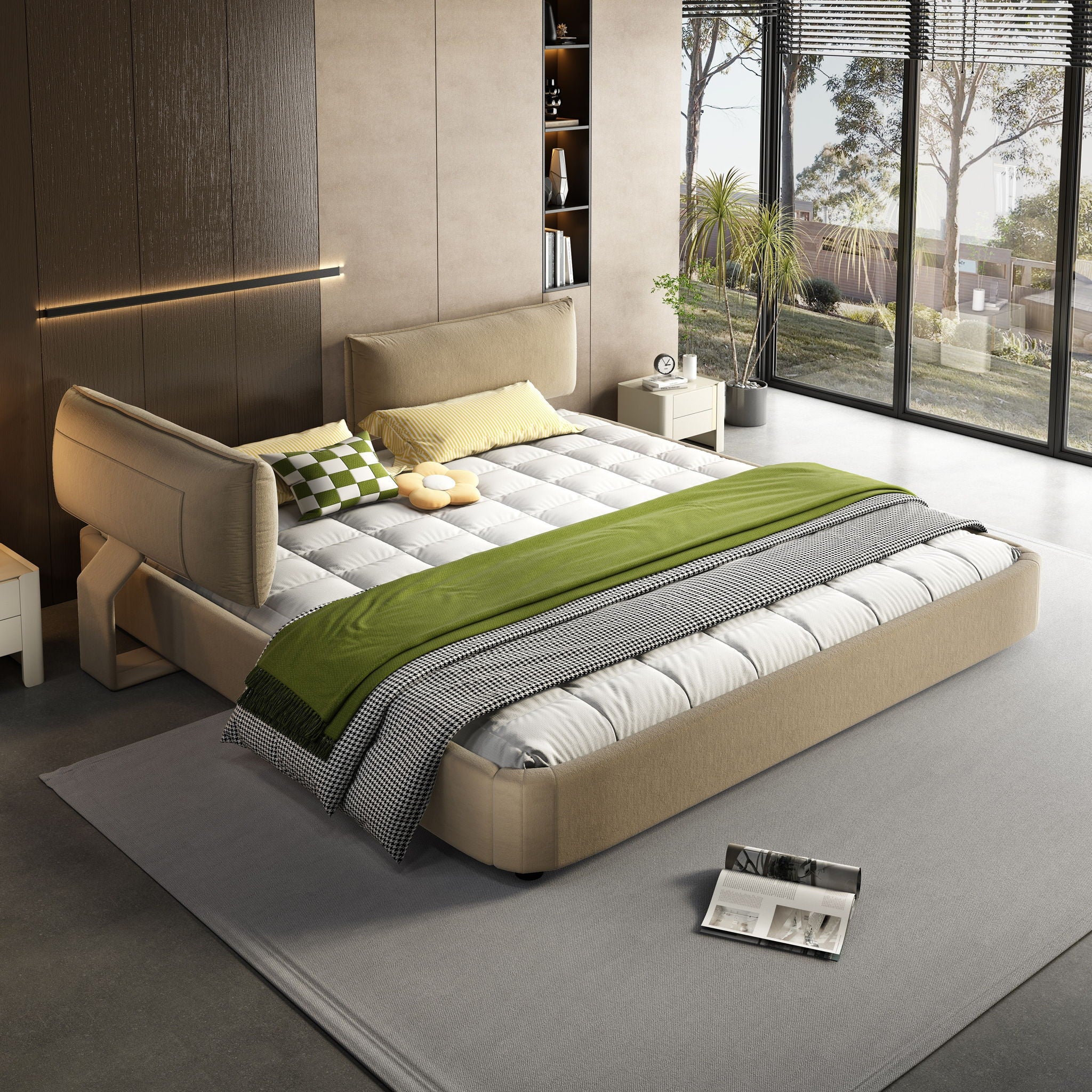 Cloud Bed Frame With Oversized Padded Movable Headboard
