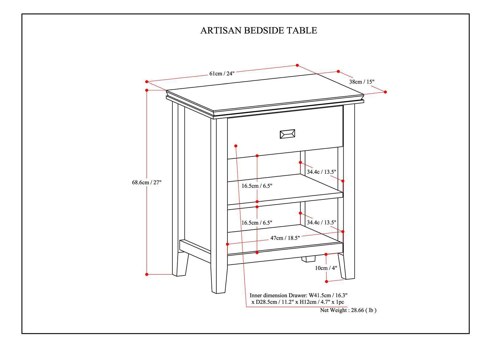 Artisan - Bedside Table - Warm Walnut Brown