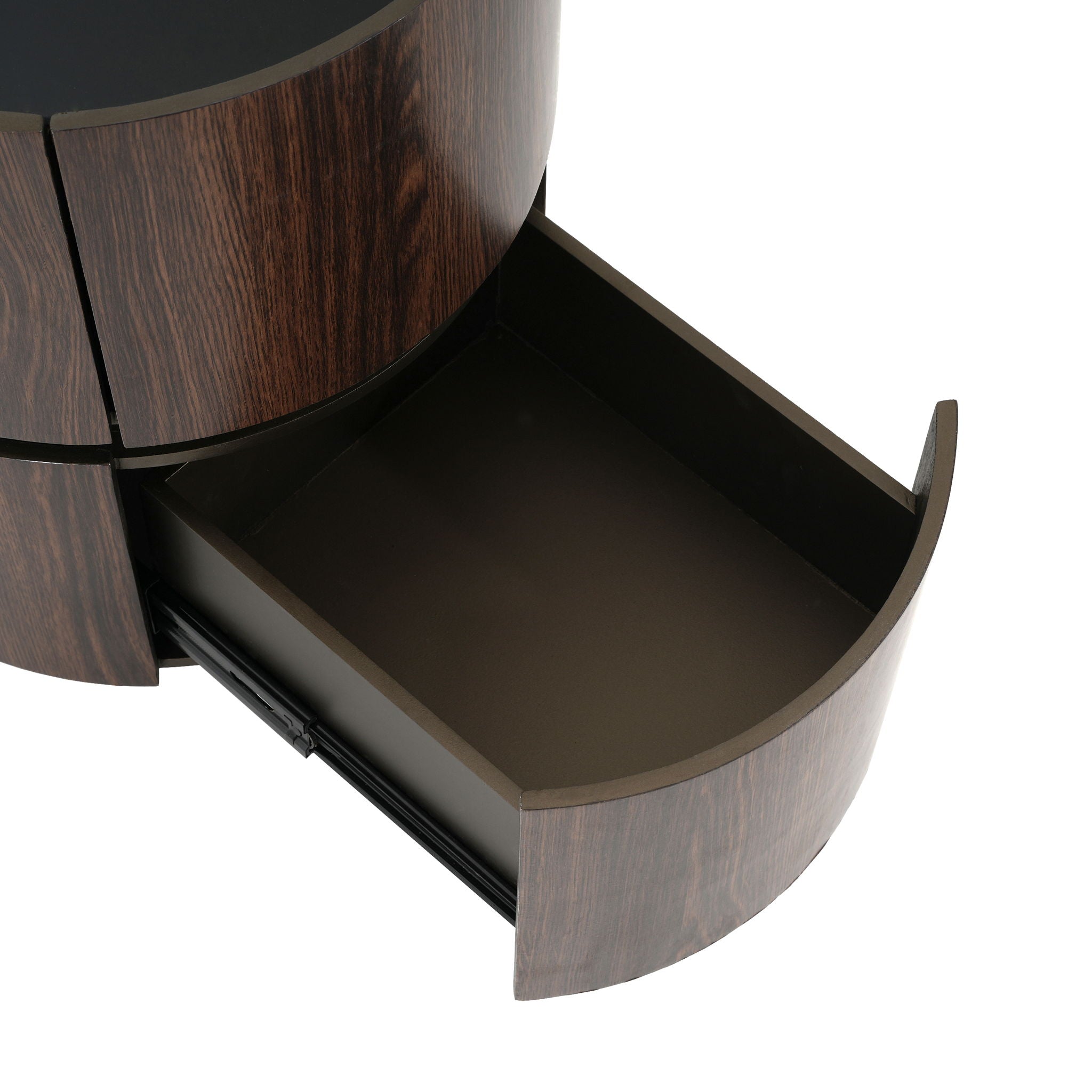 Elegant Italian High Grade Double Layer Storage Round Side Table - Brown / Black
