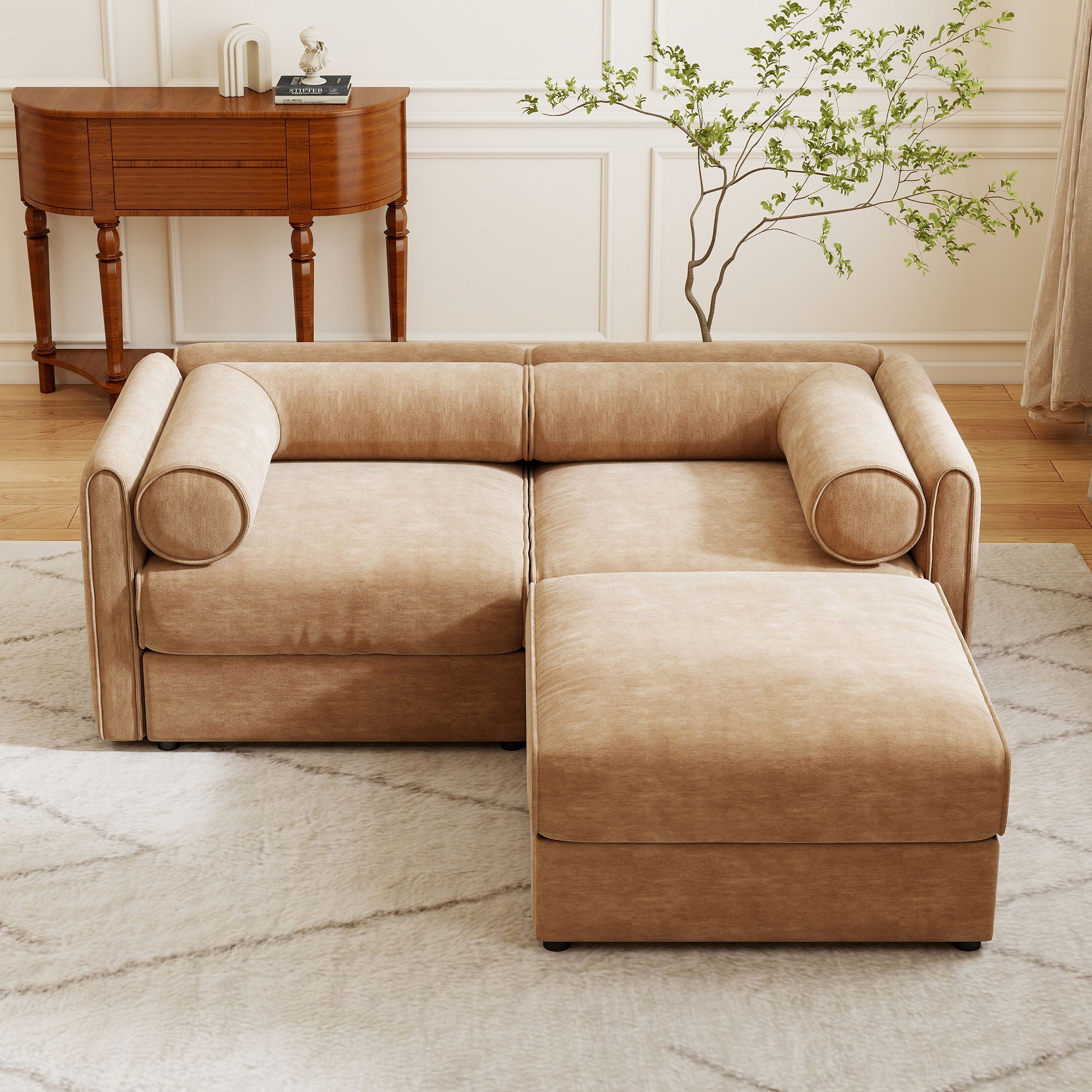 Contemporary Elegant Sofa With Storage And Ottoman