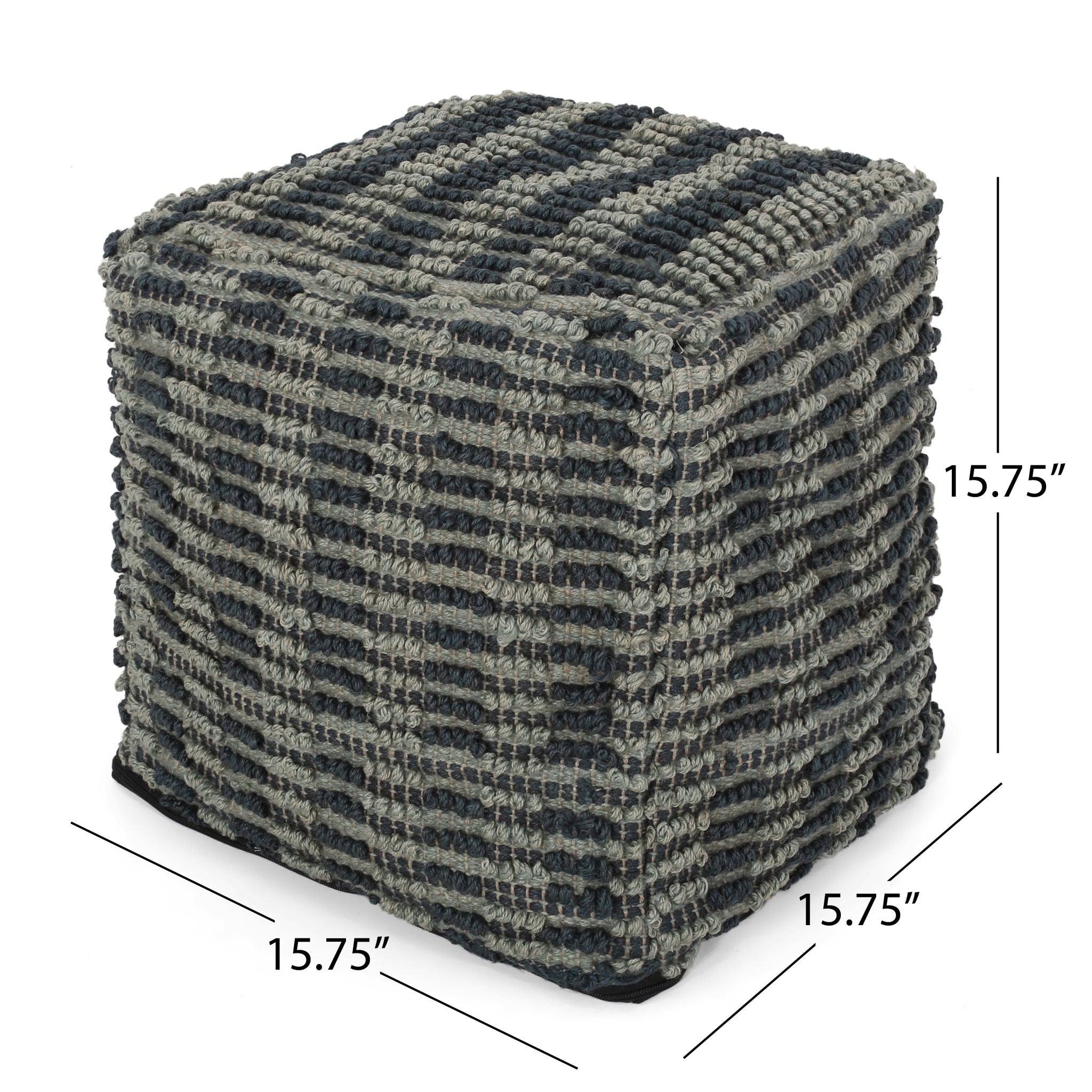 Walle - Fabric Square Pouf Ottoman And Floor Cushion Teal - Blue
